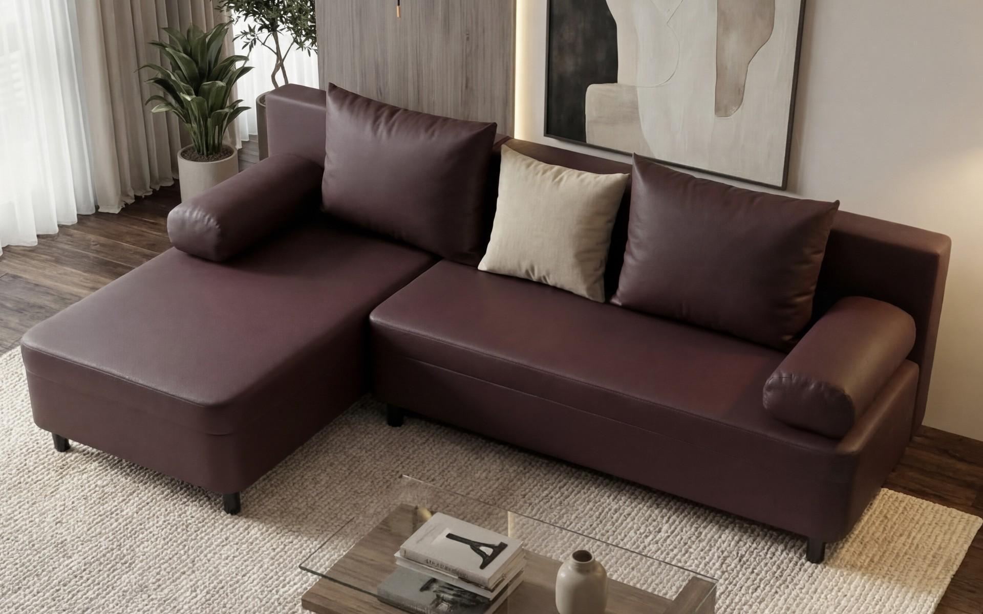 Extendable corner sofa Delano, burgundy + grey beige  6