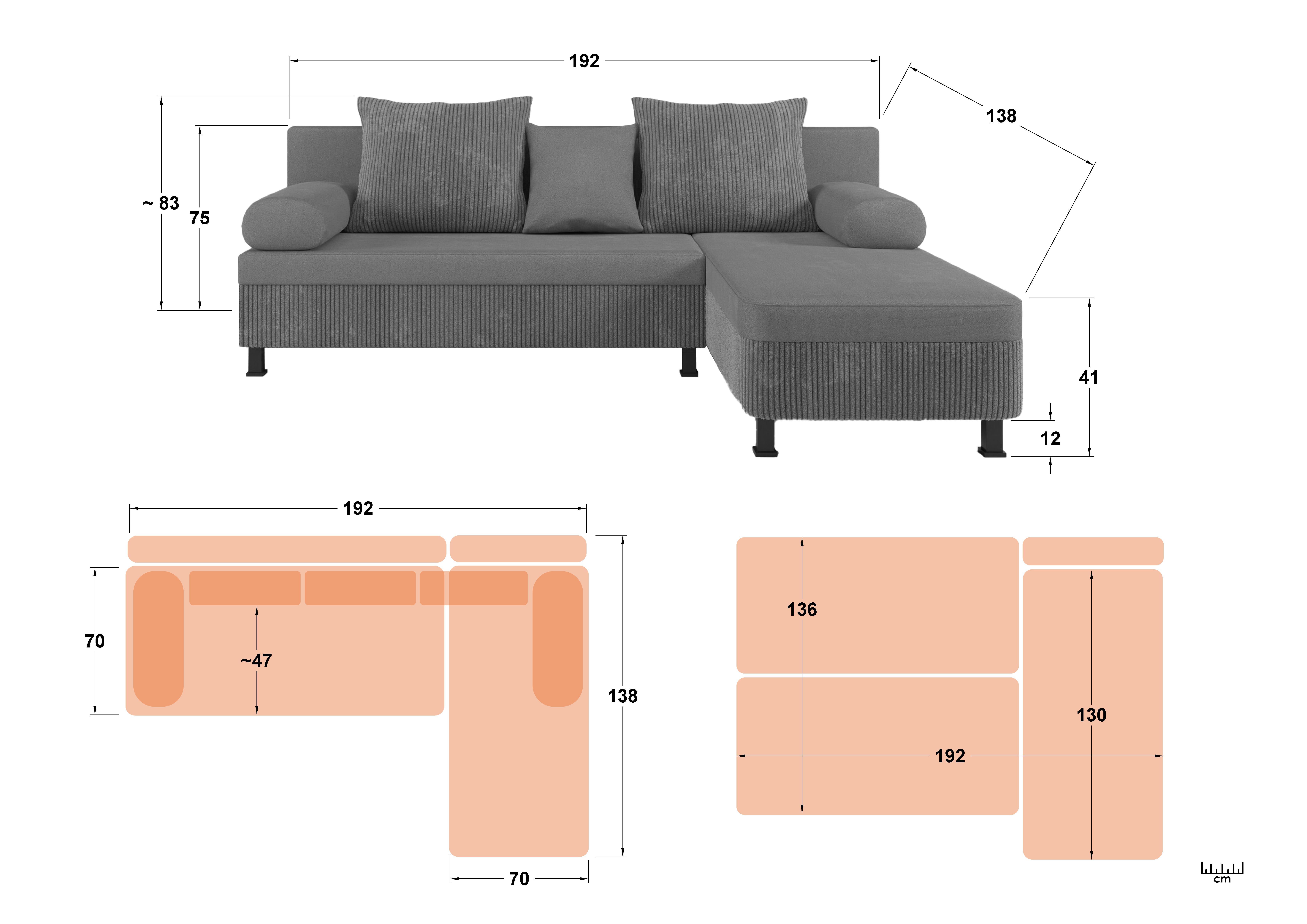 Extendable corner sofa Delano S, dark grey  2