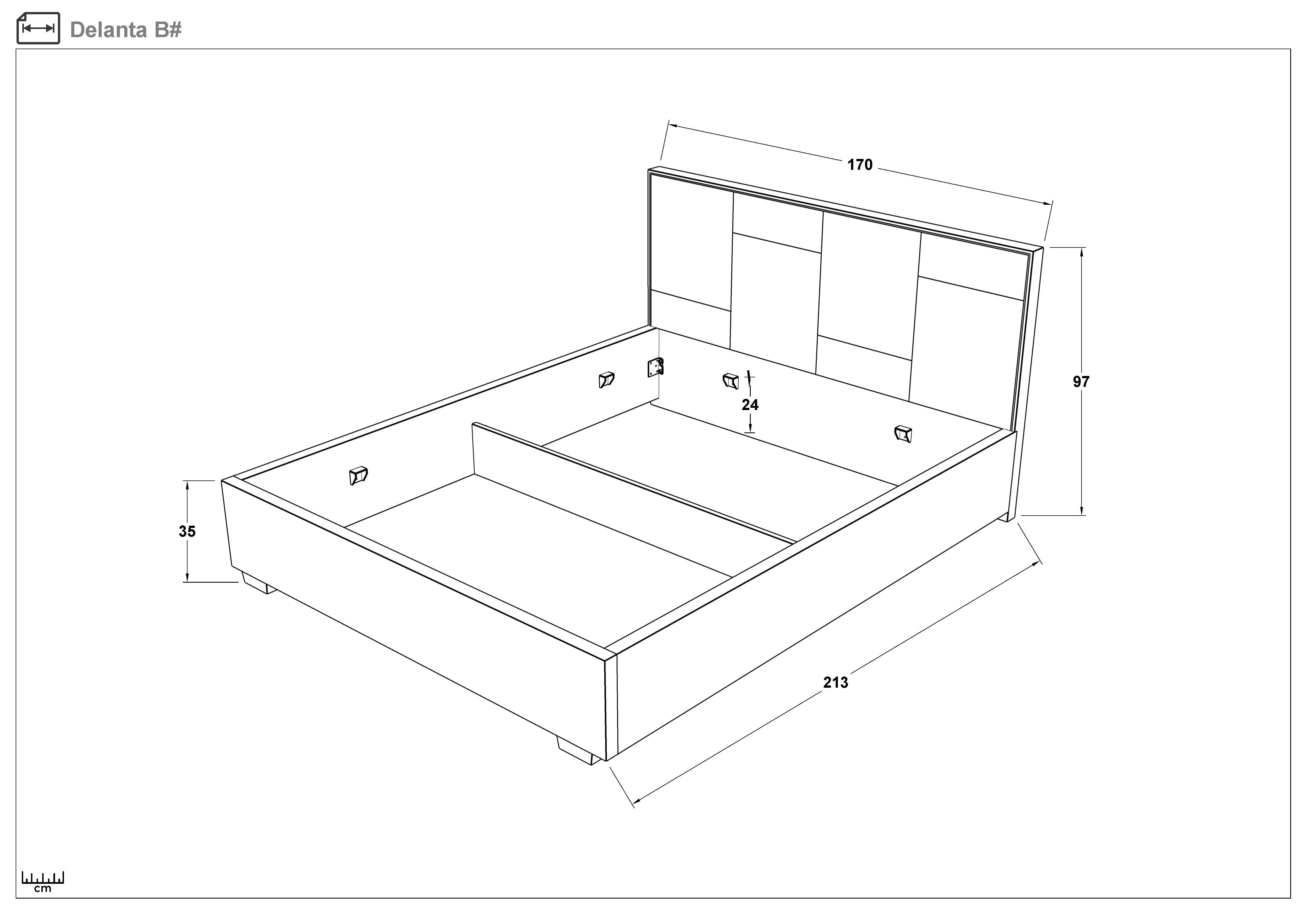 Upholstered double bed for mattress 160/200 Delanta, pink  2
