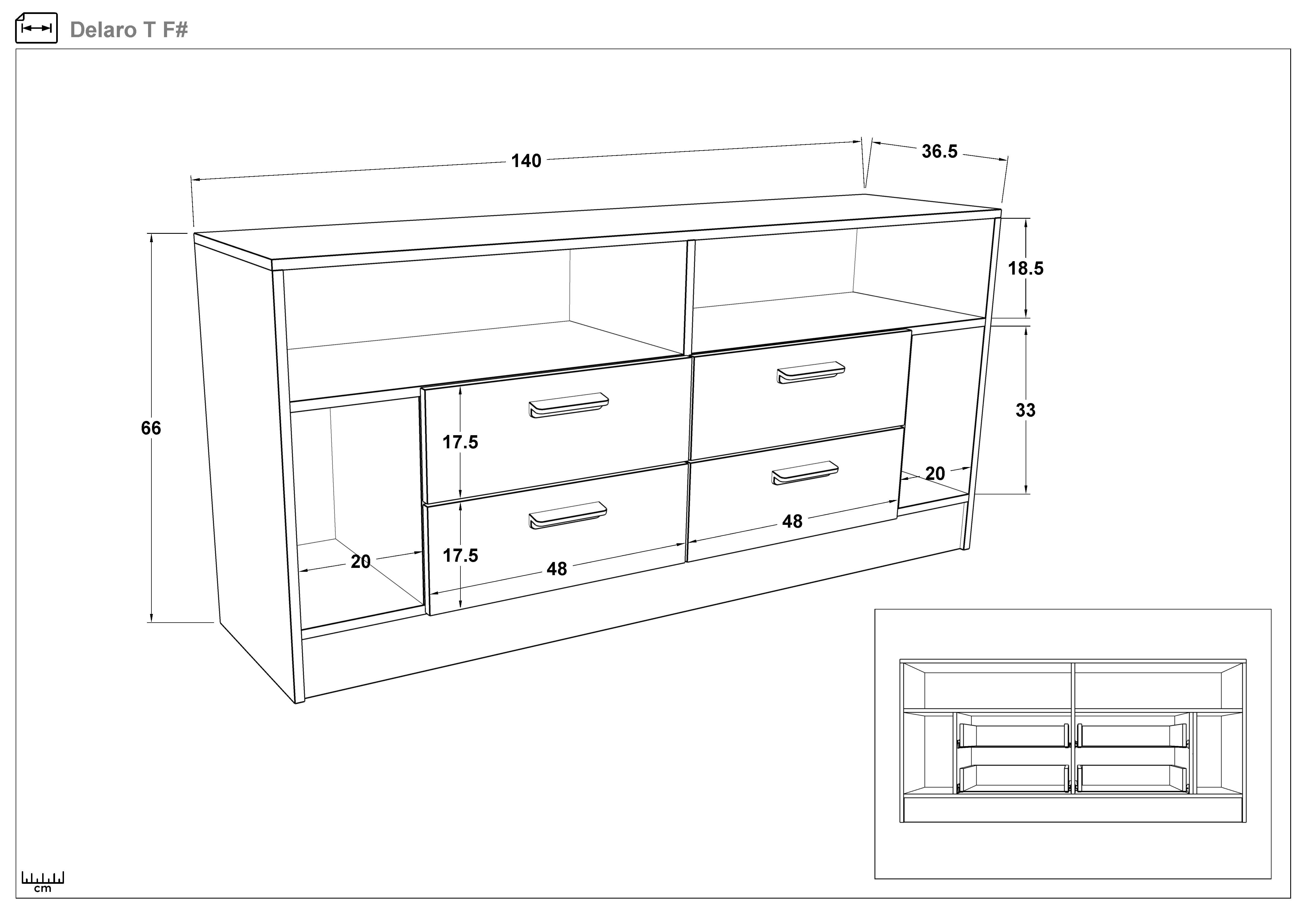 TV cabinet Delaro T, Cognac oak + cashmere  2