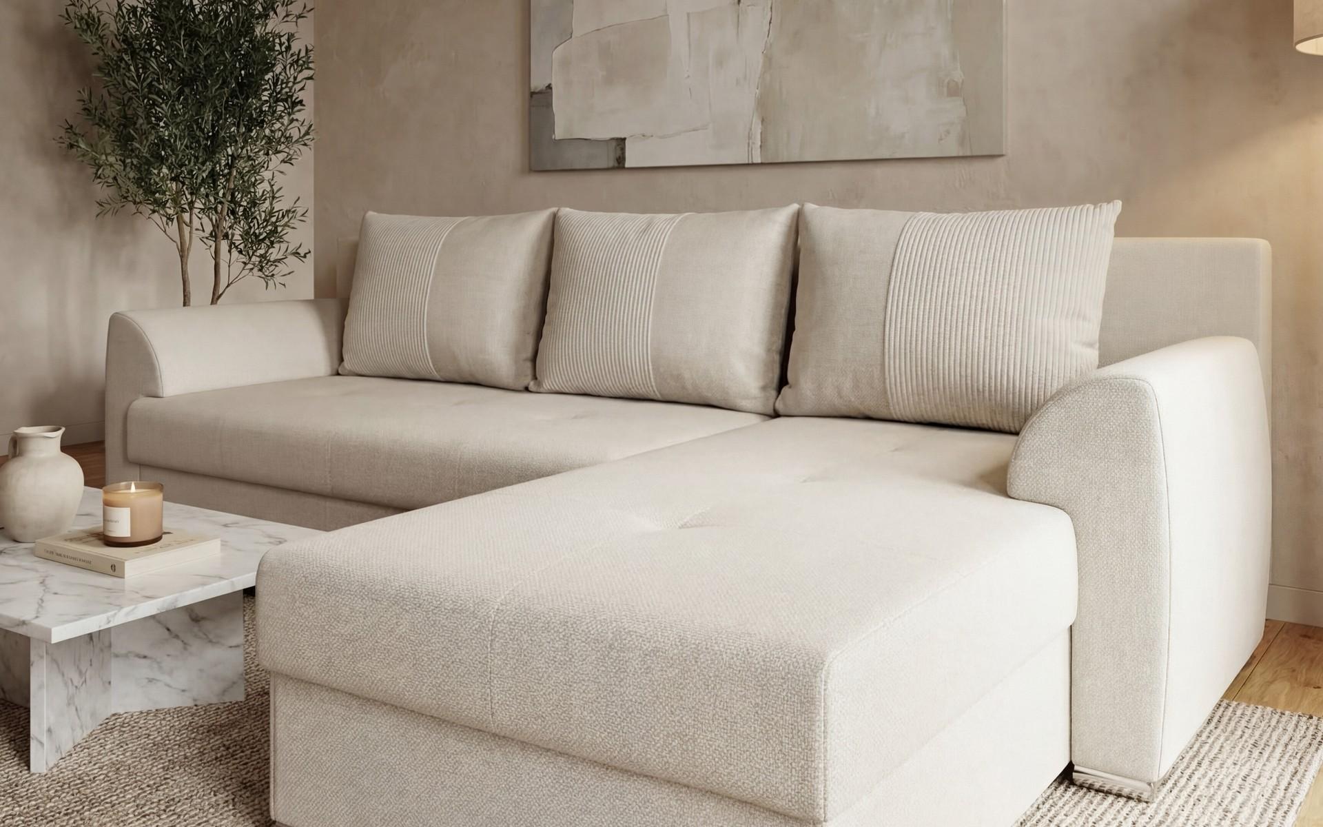 Extendable corner sofa Deman Prime, light beige + beige  3