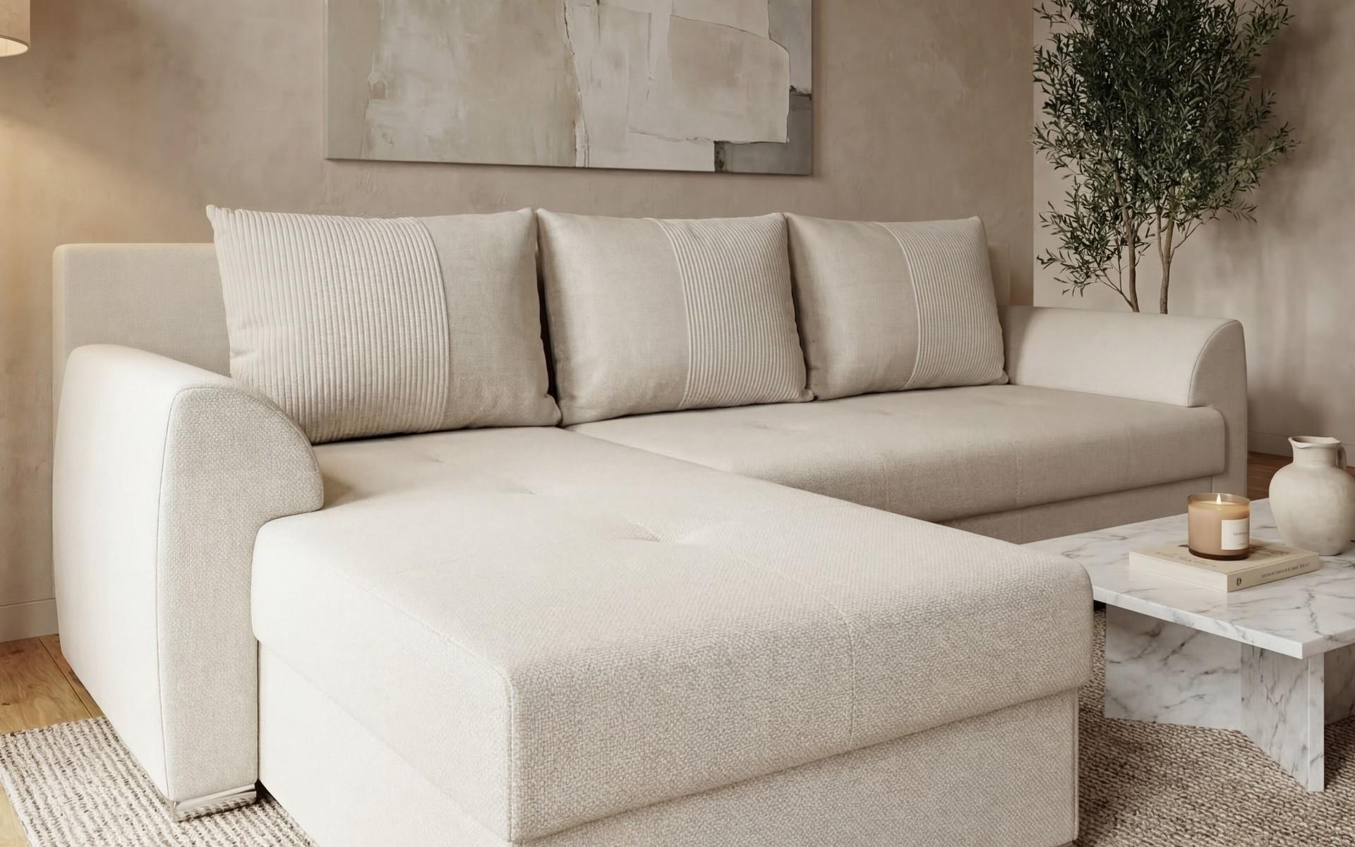 Extendable corner sofa Deman Prime, light beige + beige  3