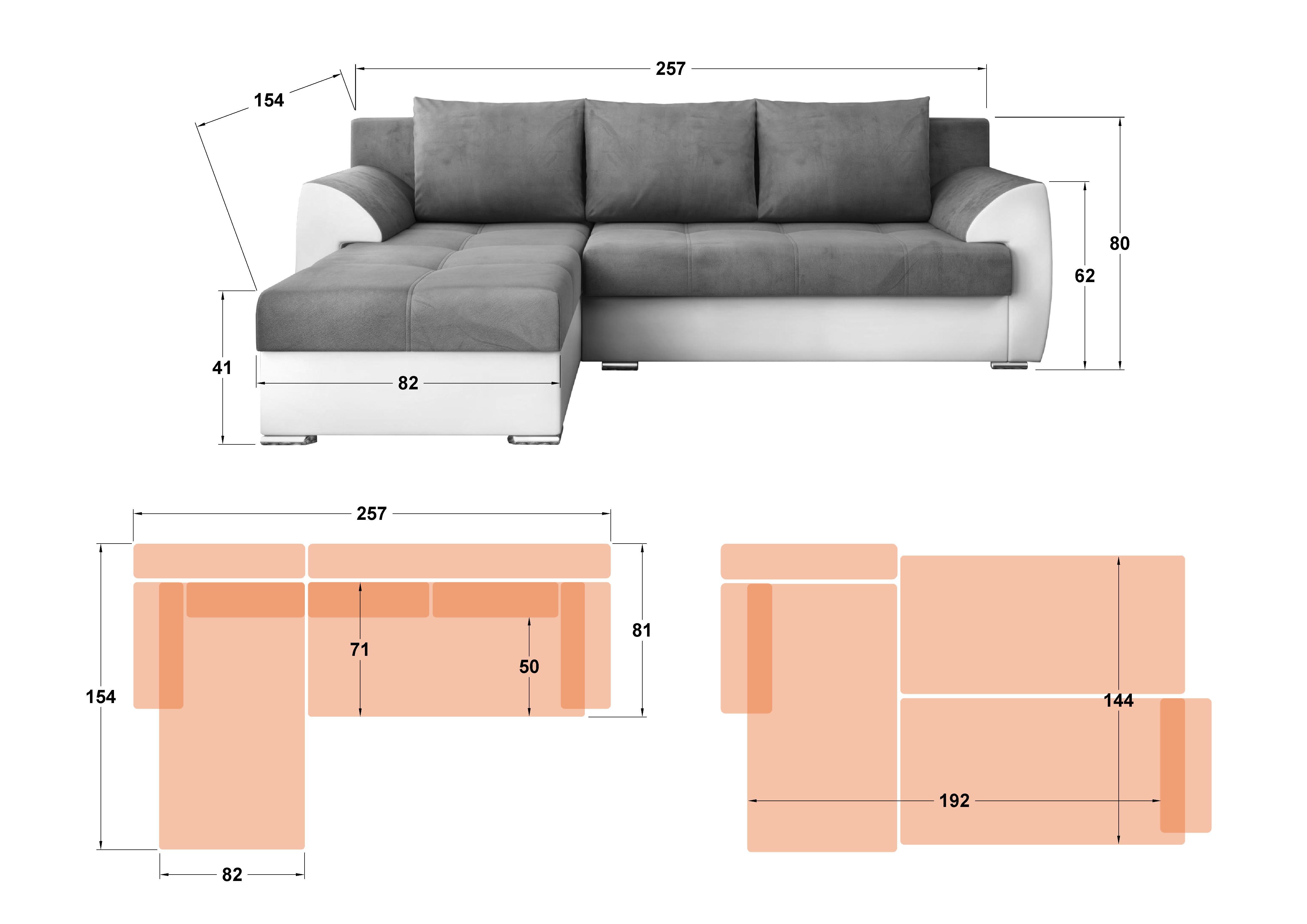 Extendable corner sofa Deman, beige + brown leather  2