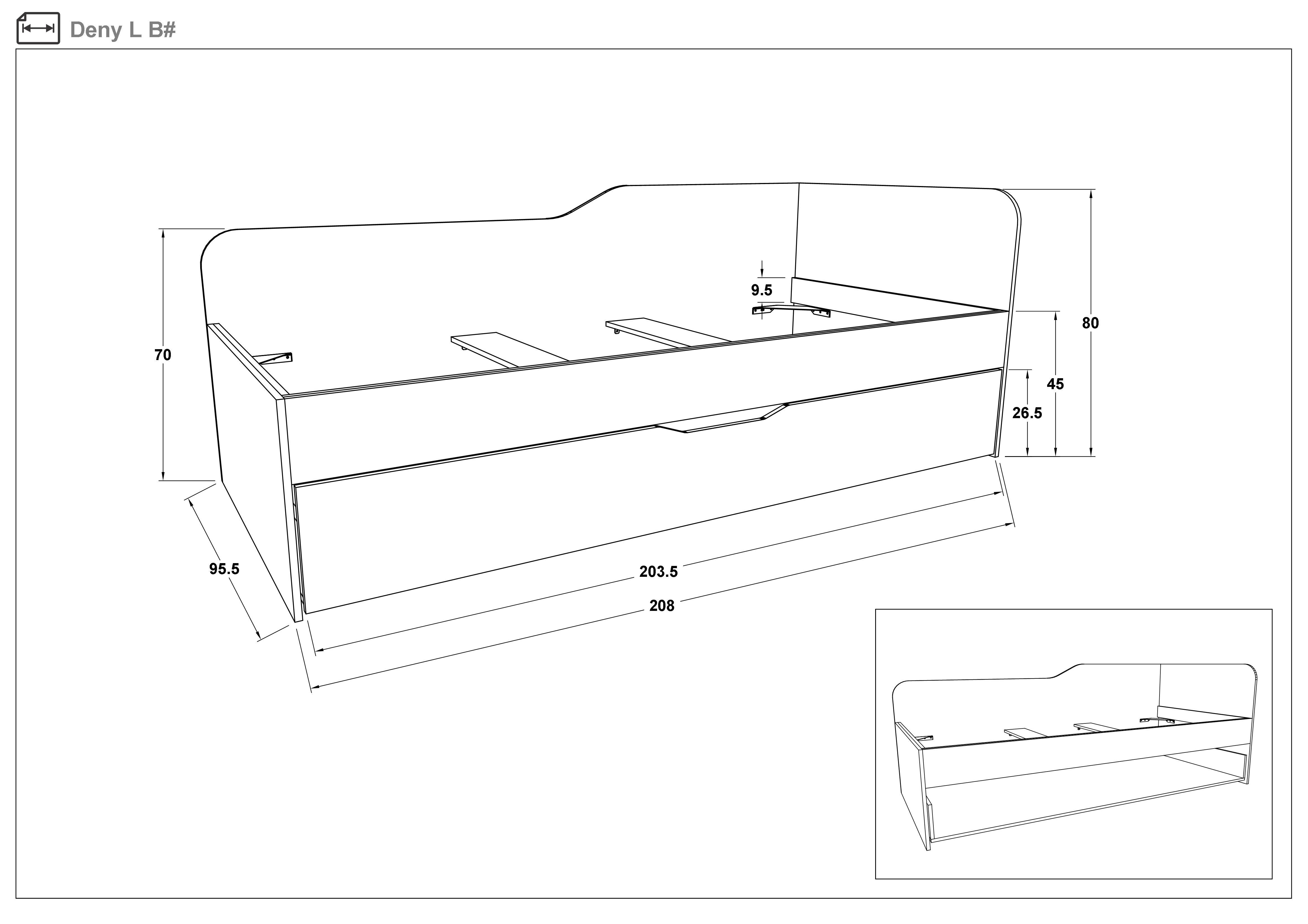 Trundle bed for mattress 90/200 Denny, Sonoma oak + white gloss  2