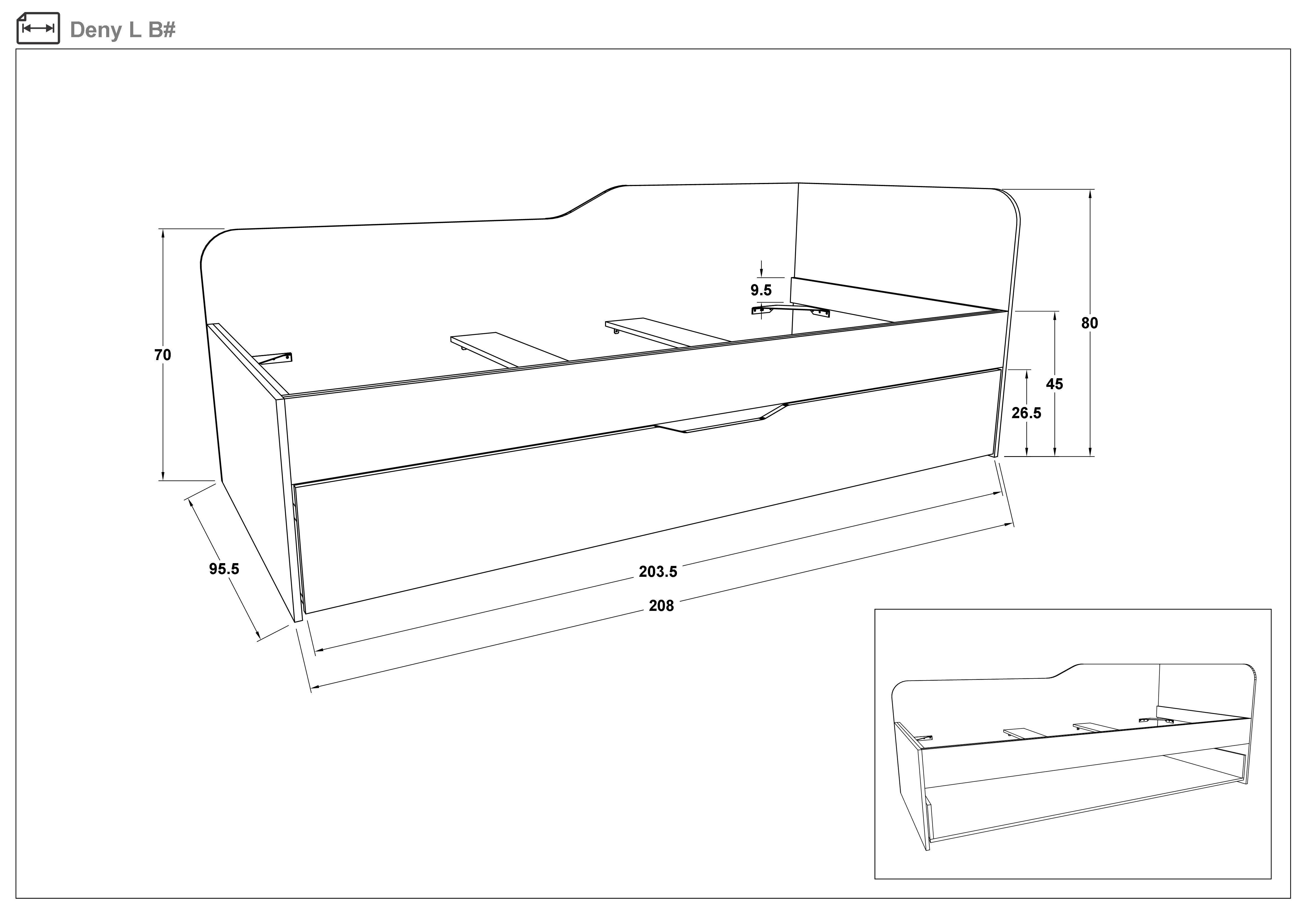 Trundle bed for mattress 90/200 Denny, light Scandinavian oak  2