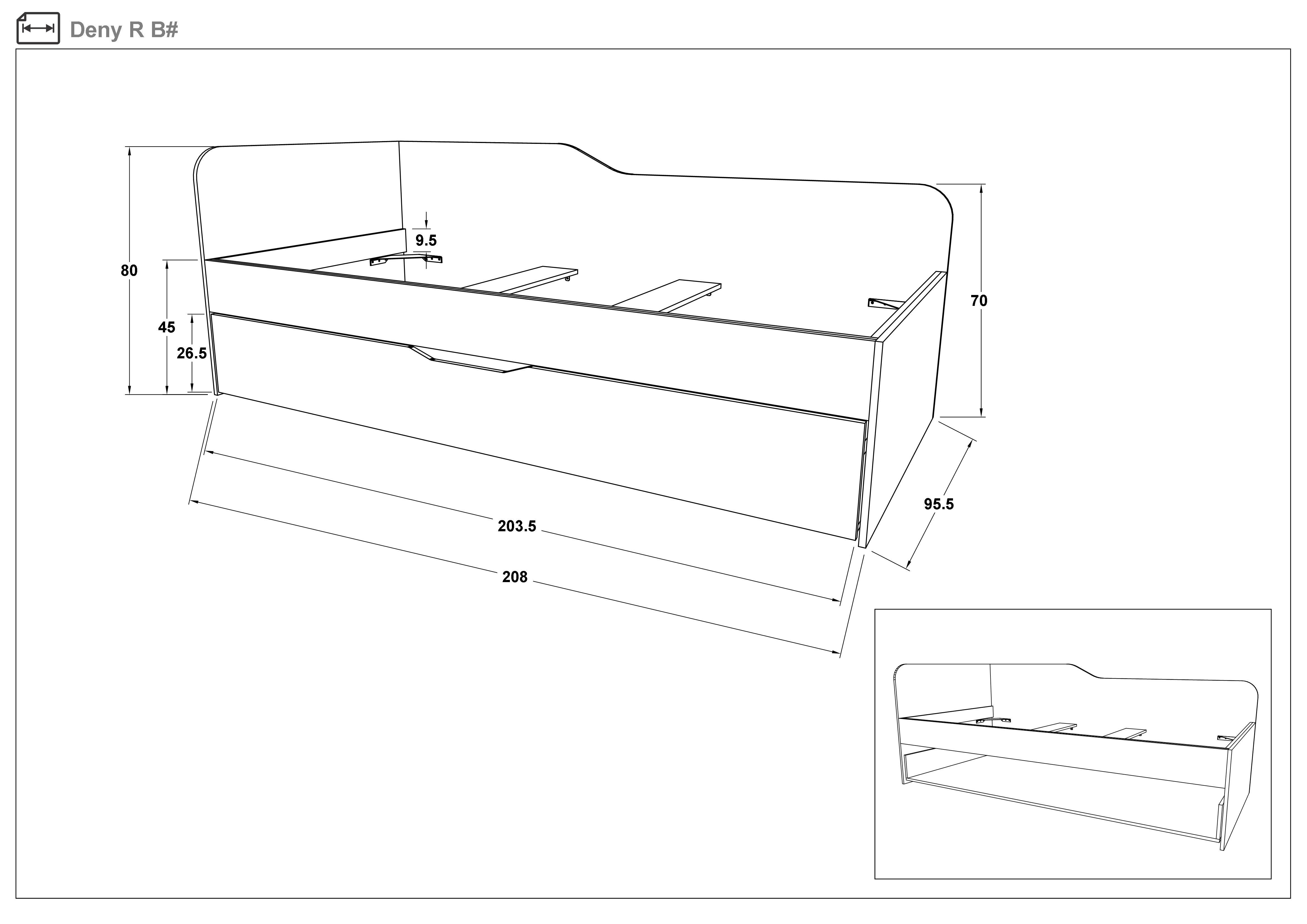 Trundle bed for mattress 90/200 Denny, cashmere + Anthracite oak  2