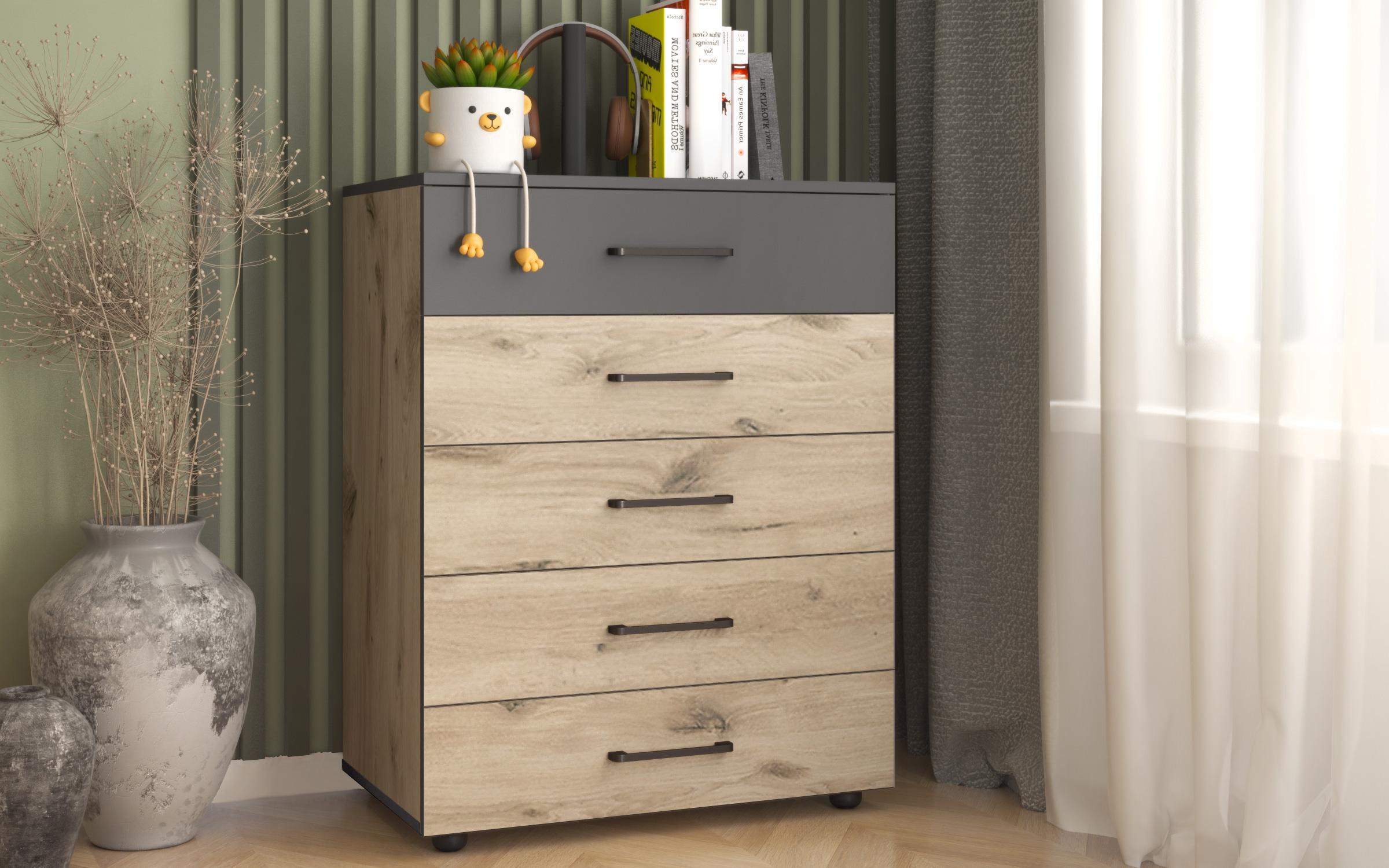Bedroom furniture set for children's room 90/200 Giselle + mattress, anthracite matt + light Scandinavian oak  6