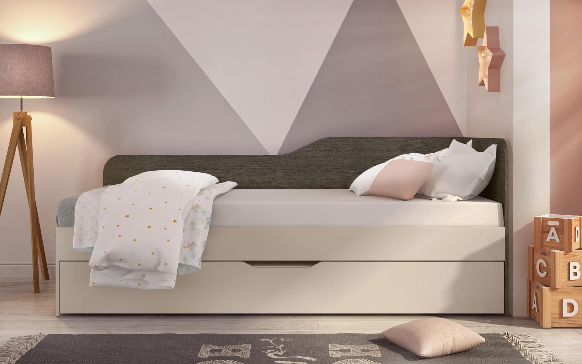 Trundle bed 90/200 Denny + mattress, cashmere + Anthracite oak  1