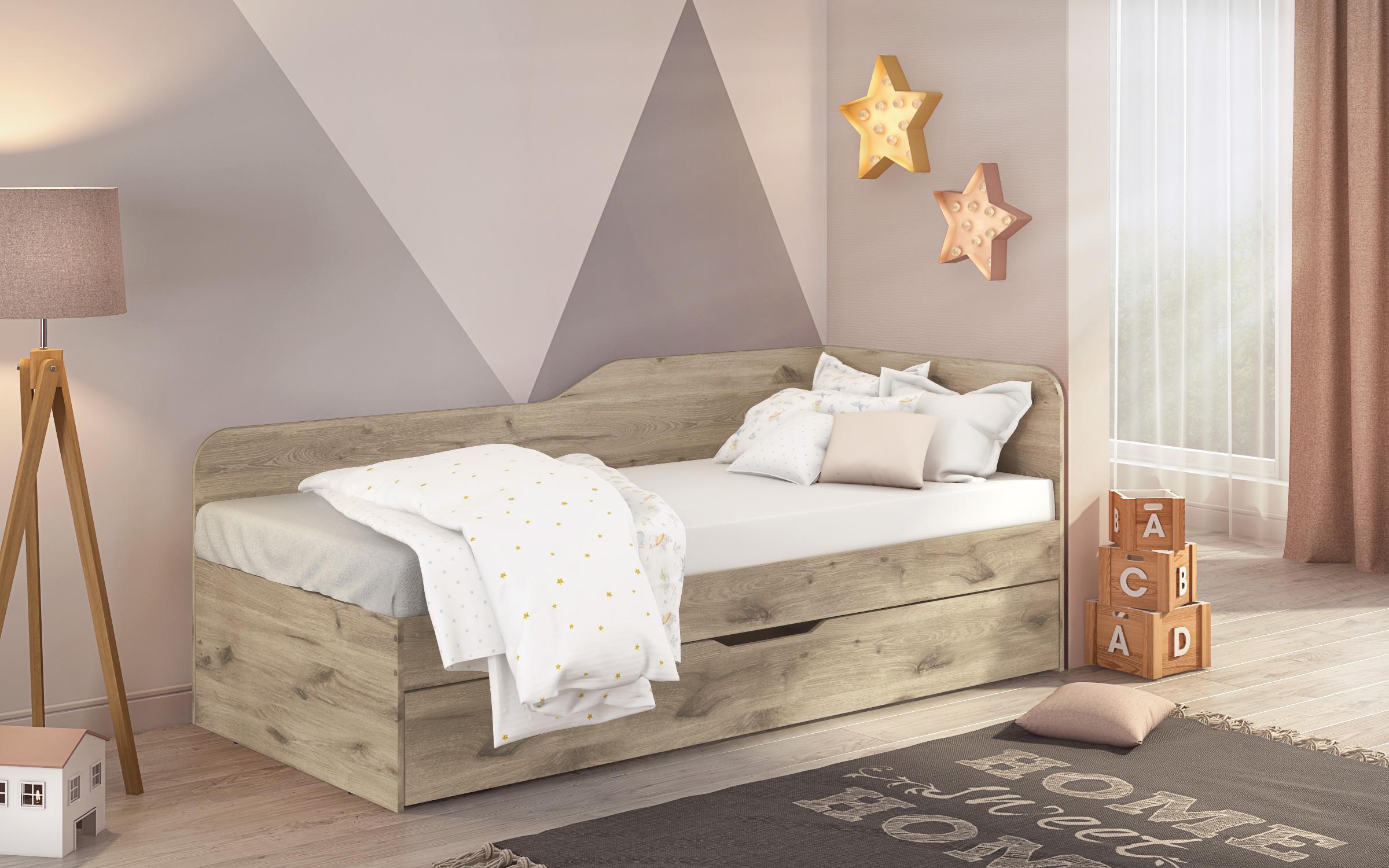 Trundle bed for mattress 90/200 Denny, light Scandinavian oak  4