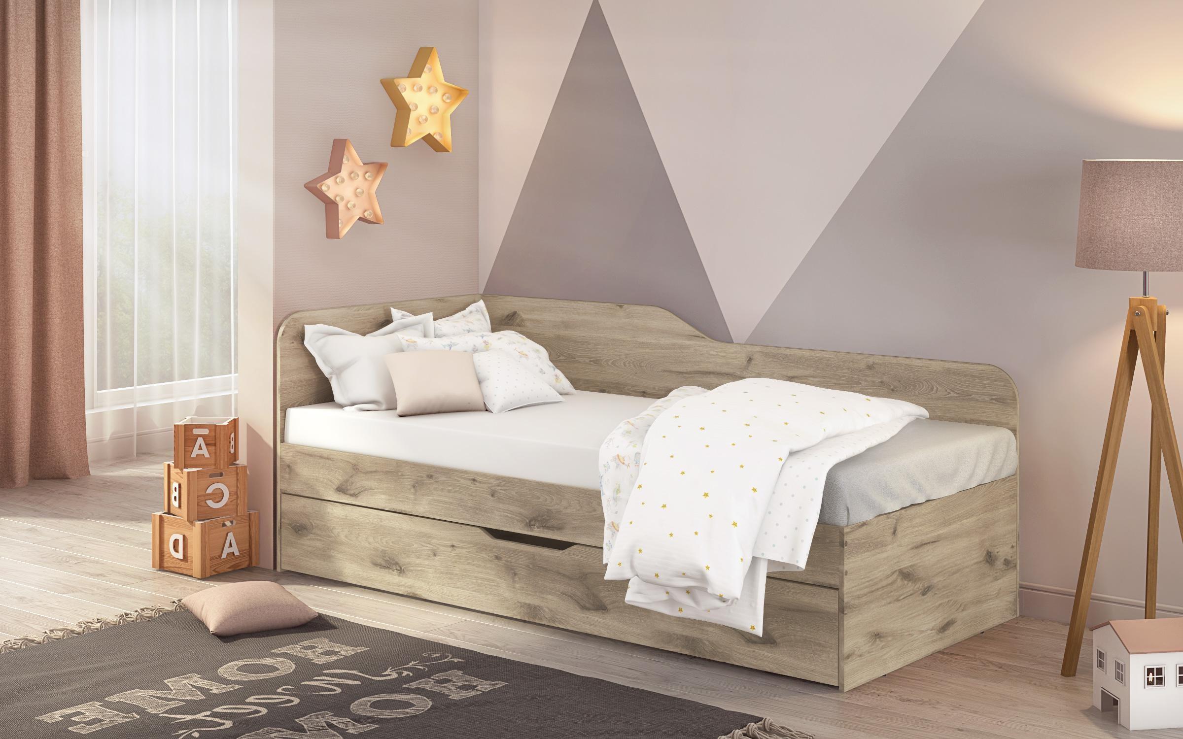 Trundle bed for mattress 90/200 Denny, light Scandinavian oak  3