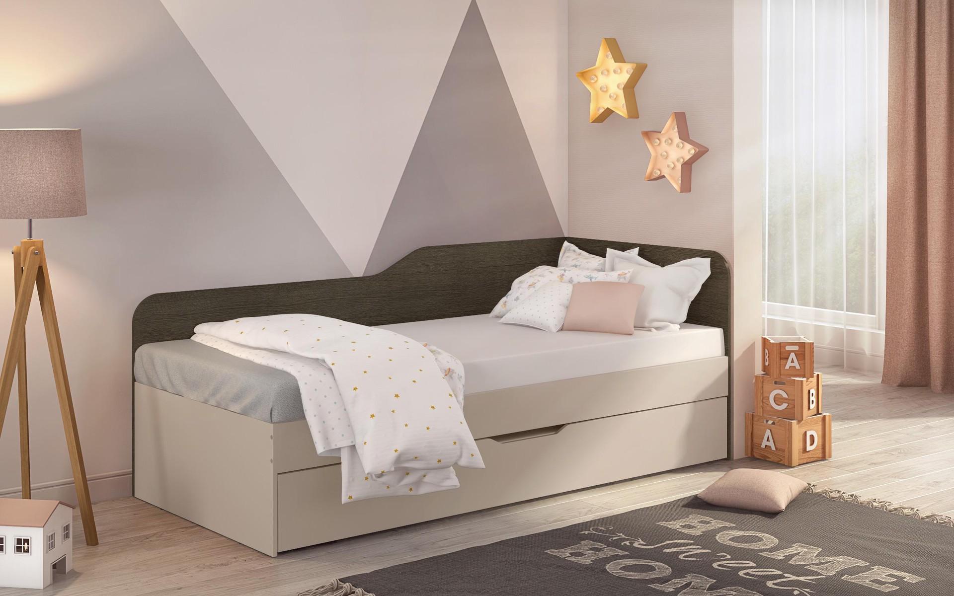 Trundle bed 90/200 Denny + mattress, cashmere + Anthracite oak  3