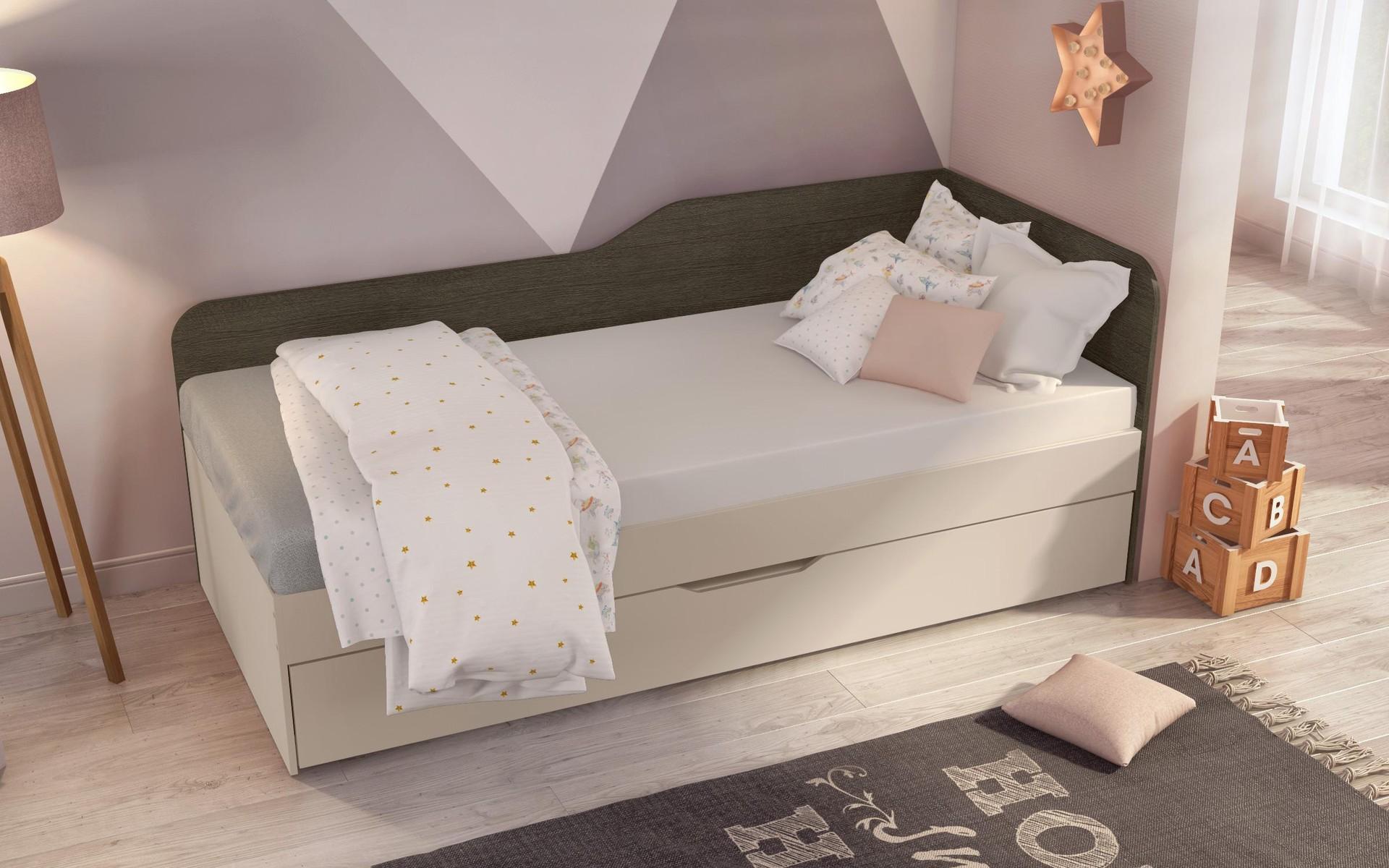 Trundle bed 90/200 Denny + mattress, cashmere + Anthracite oak  4