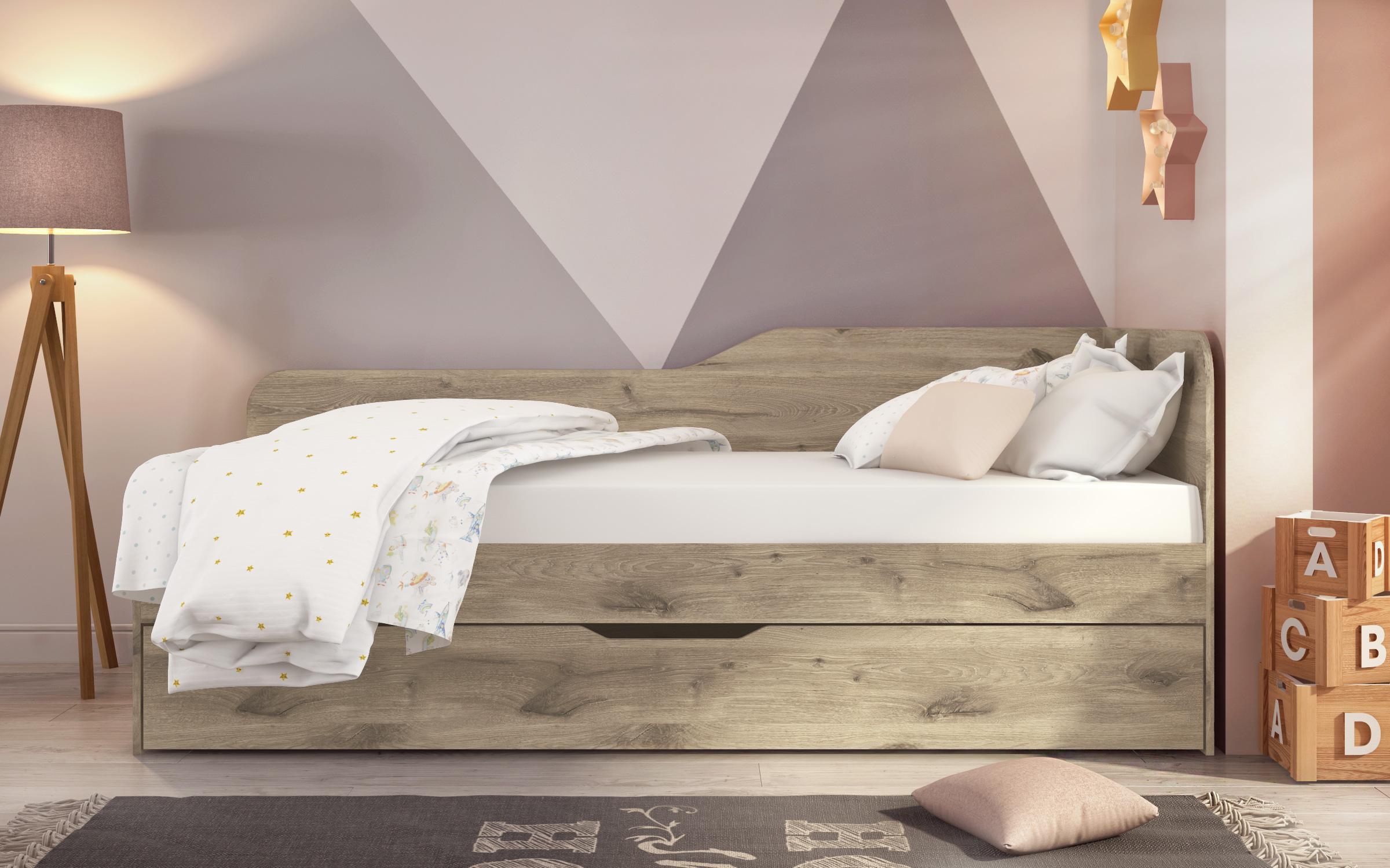 Trundle bed for mattress 90/200 Denny, light Scandinavian oak  1