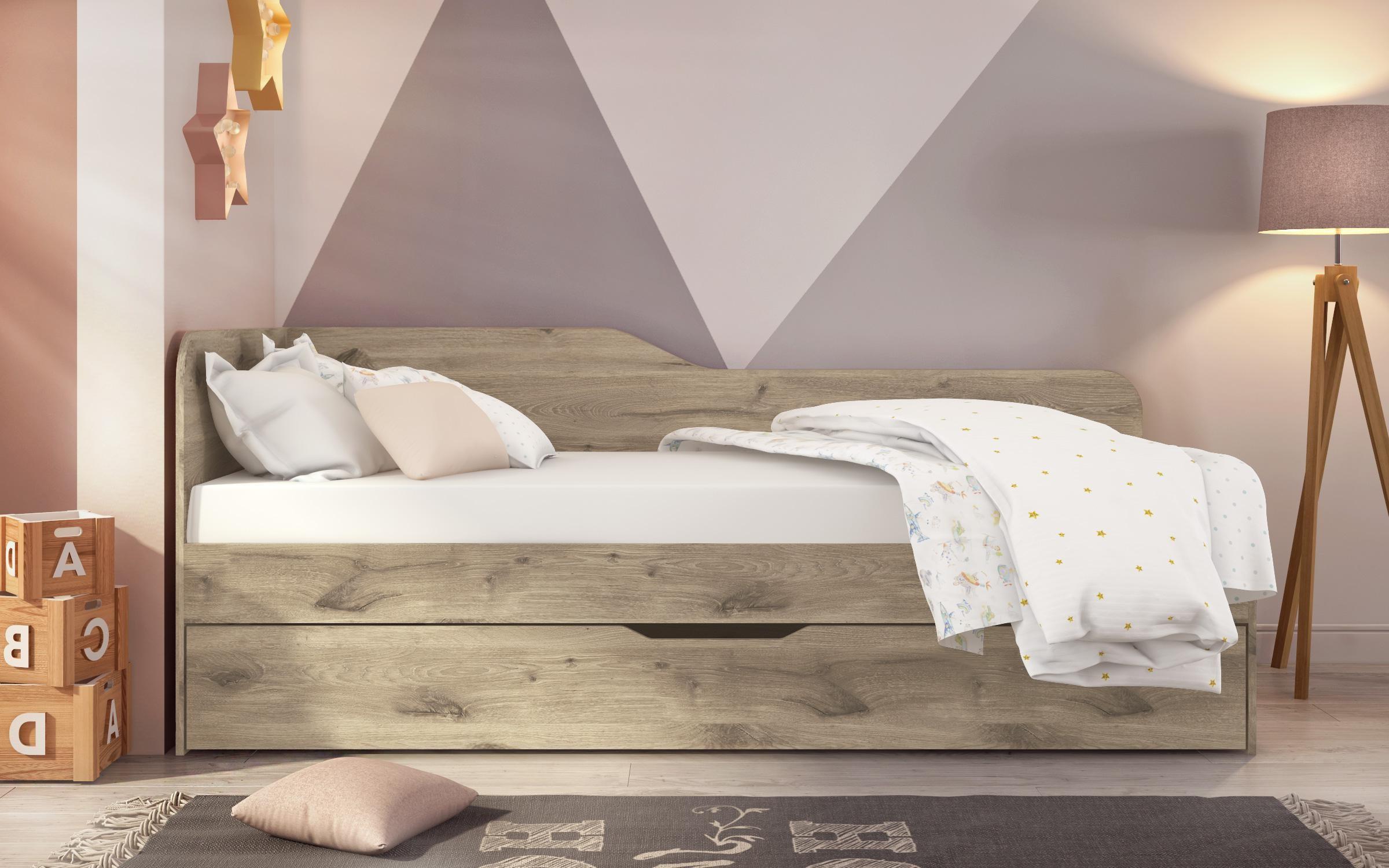 Trundle bed for mattress 90/200 Denny, light Scandinavian oak  1