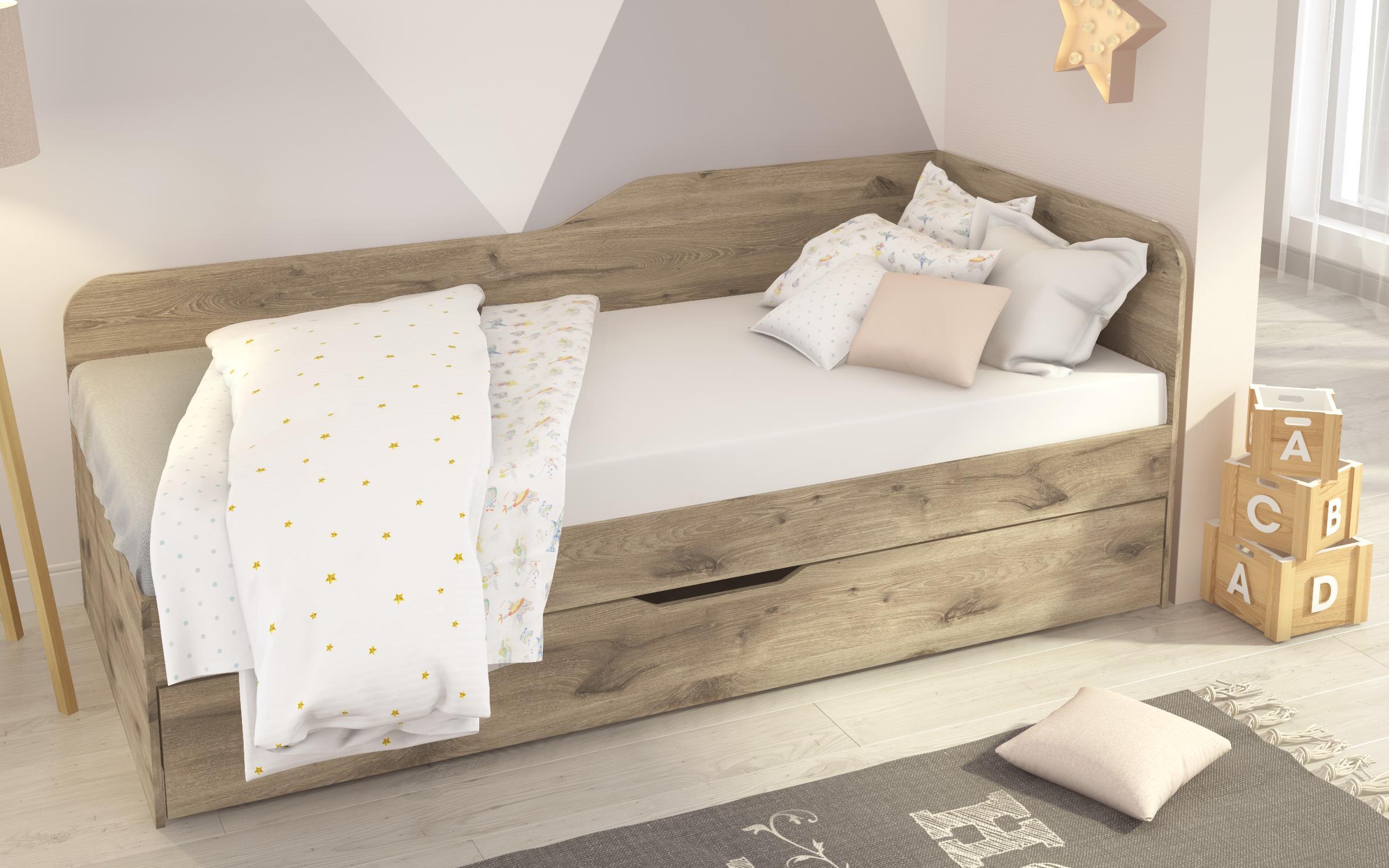 Trundle bed for mattress 90/200 Denny, light Scandinavian oak  5