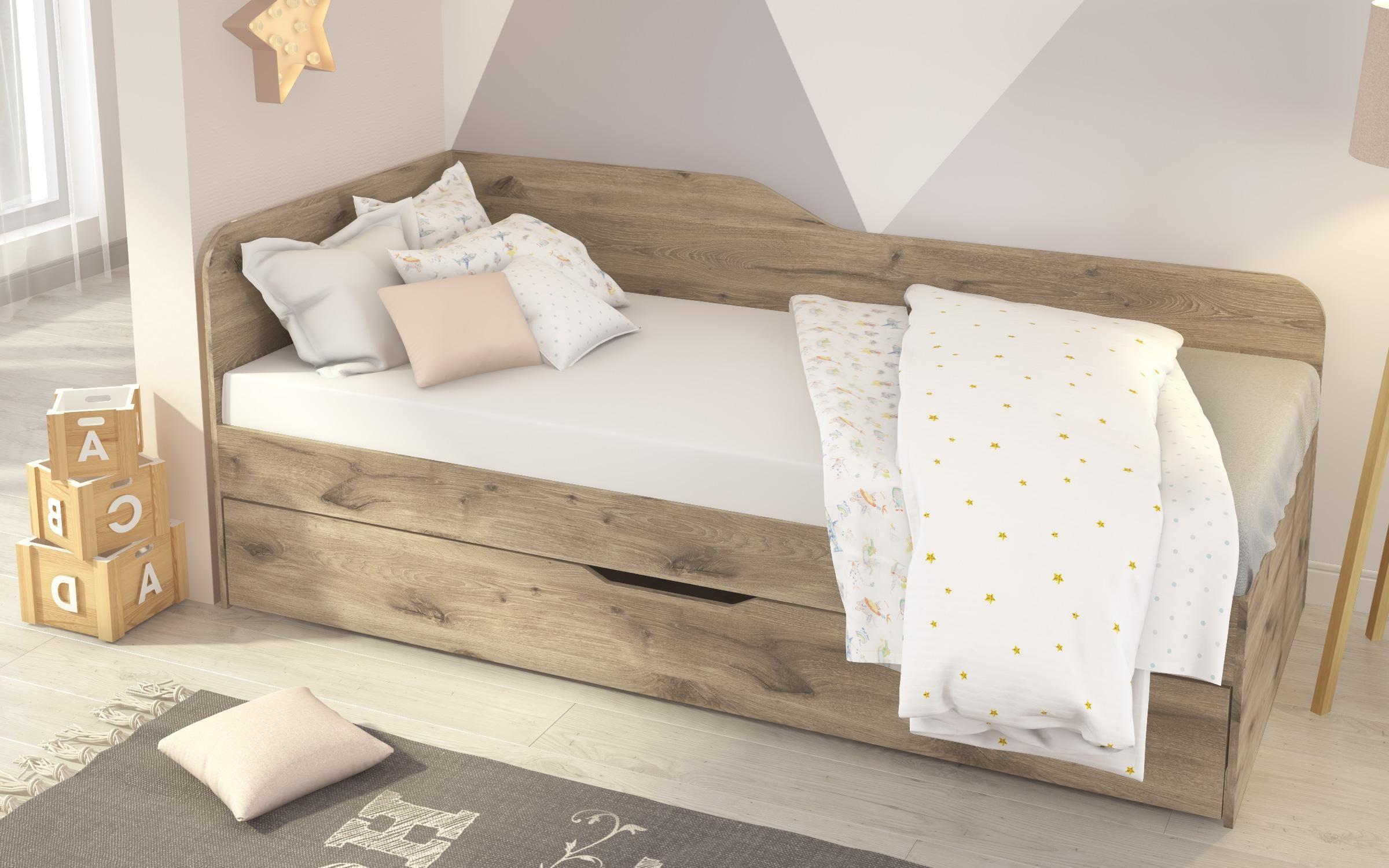 Trundle bed for mattress 90/200 Denny, light Scandinavian oak  5