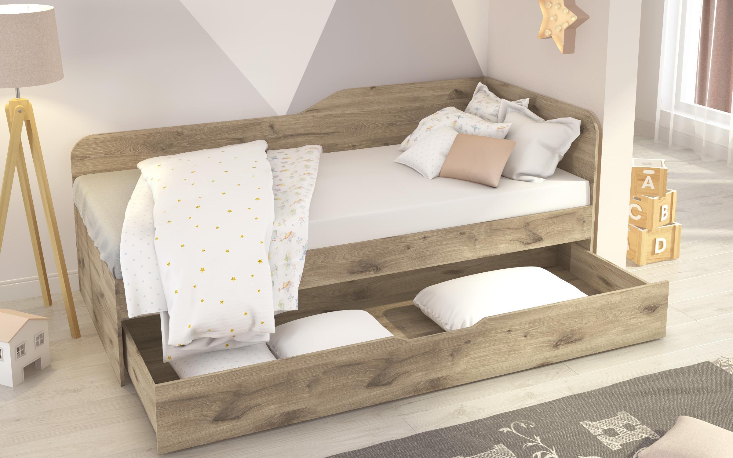 Trundle bed for mattress 90/200 Denny, light Scandinavian oak  3