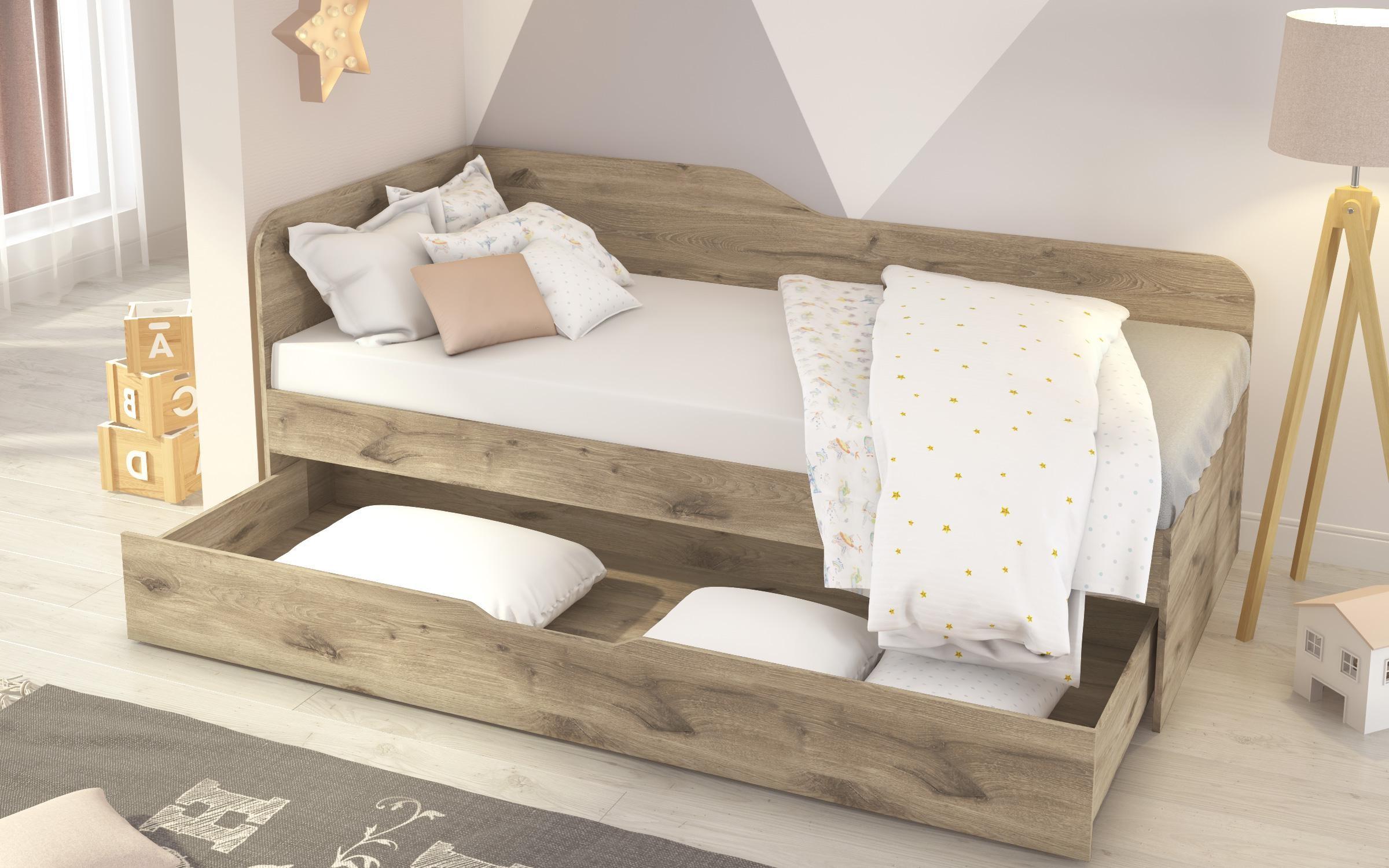 Trundle bed for mattress 90/200 Denny, light Scandinavian oak  4