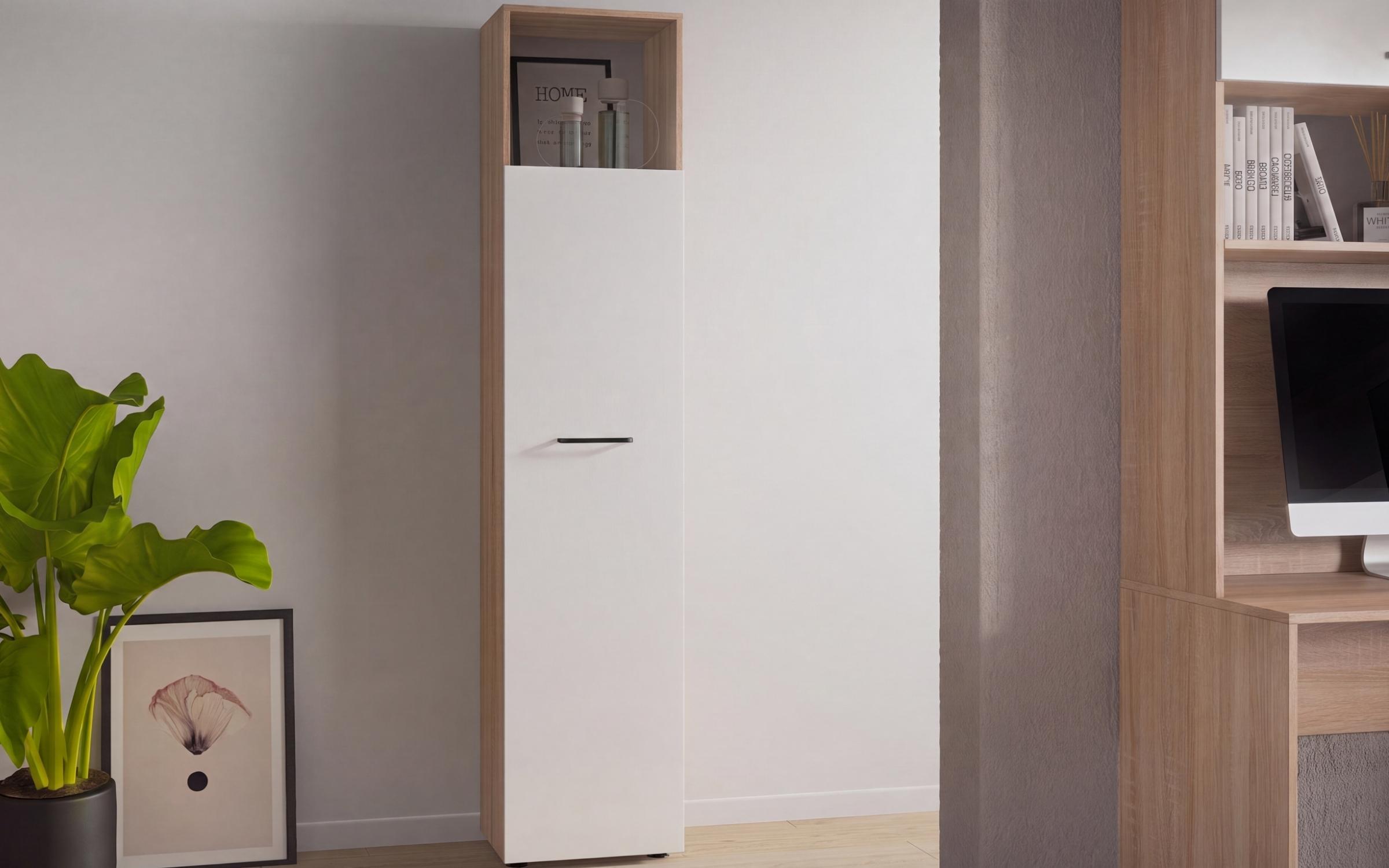 Single-winged wardrobe Diel B, Sonoma oak + white  1