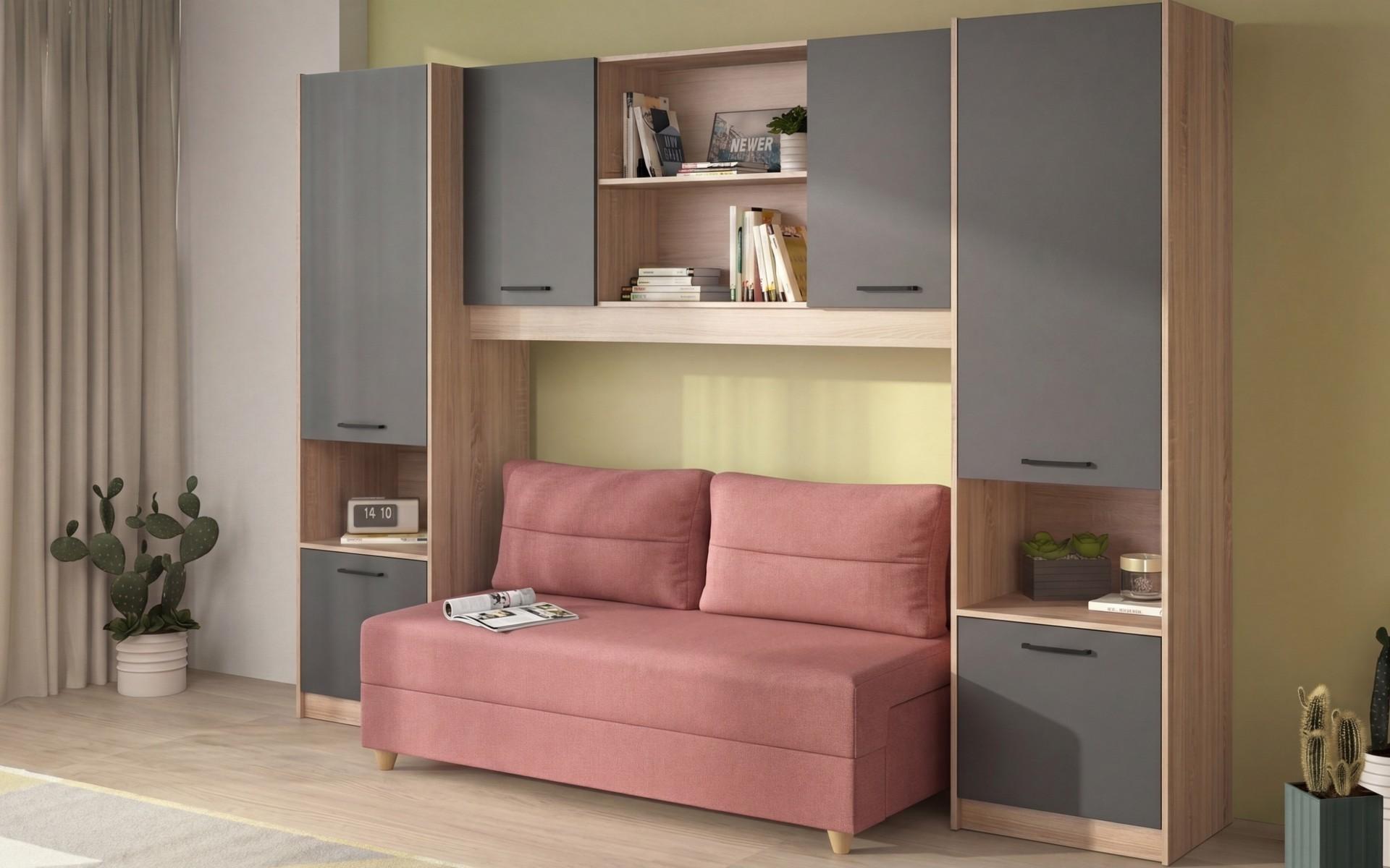 Set Diema, Sonoma oak + anthracite matt + coral  1