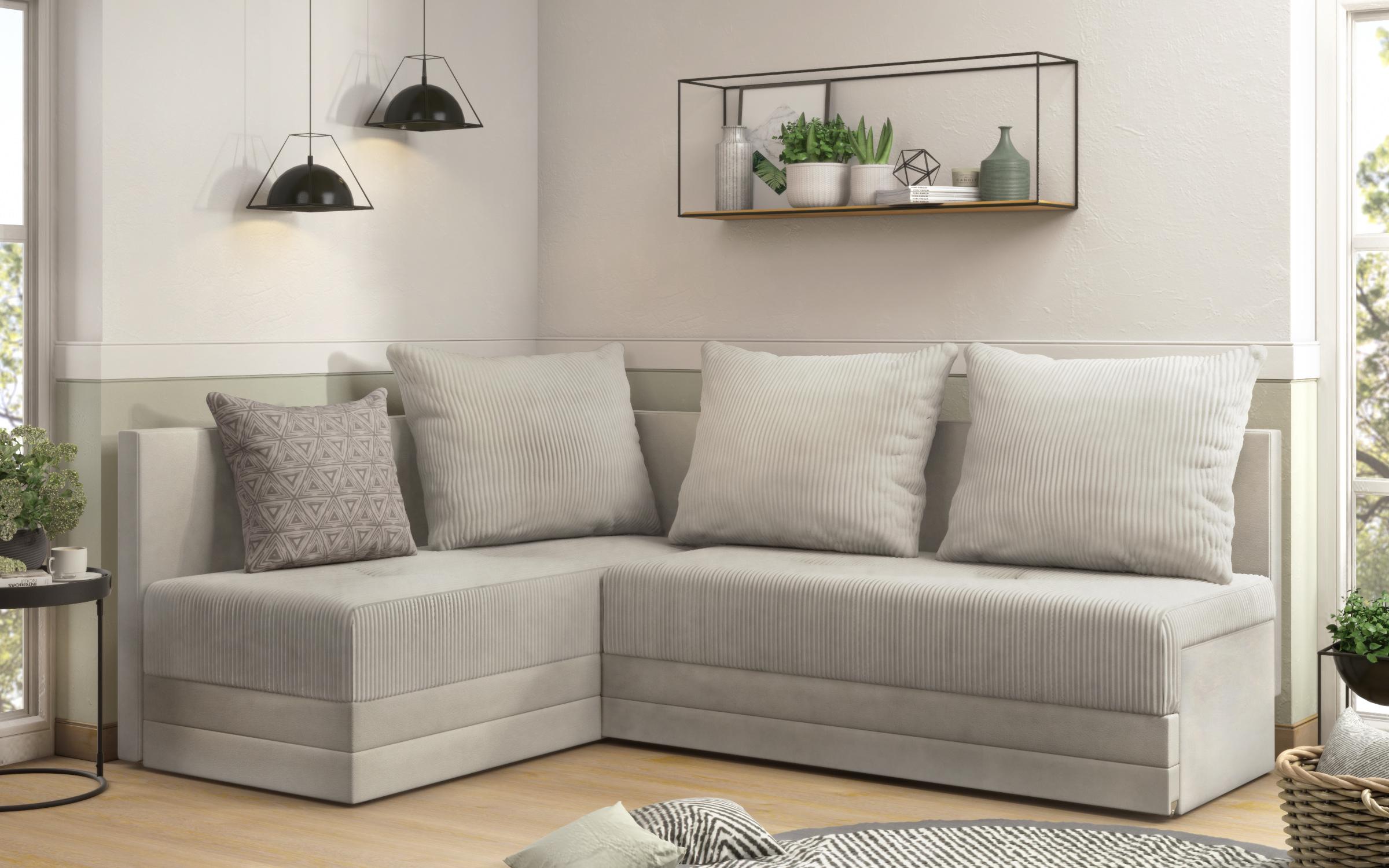 Extendable sofa Aramo, beige + light beige + print  3