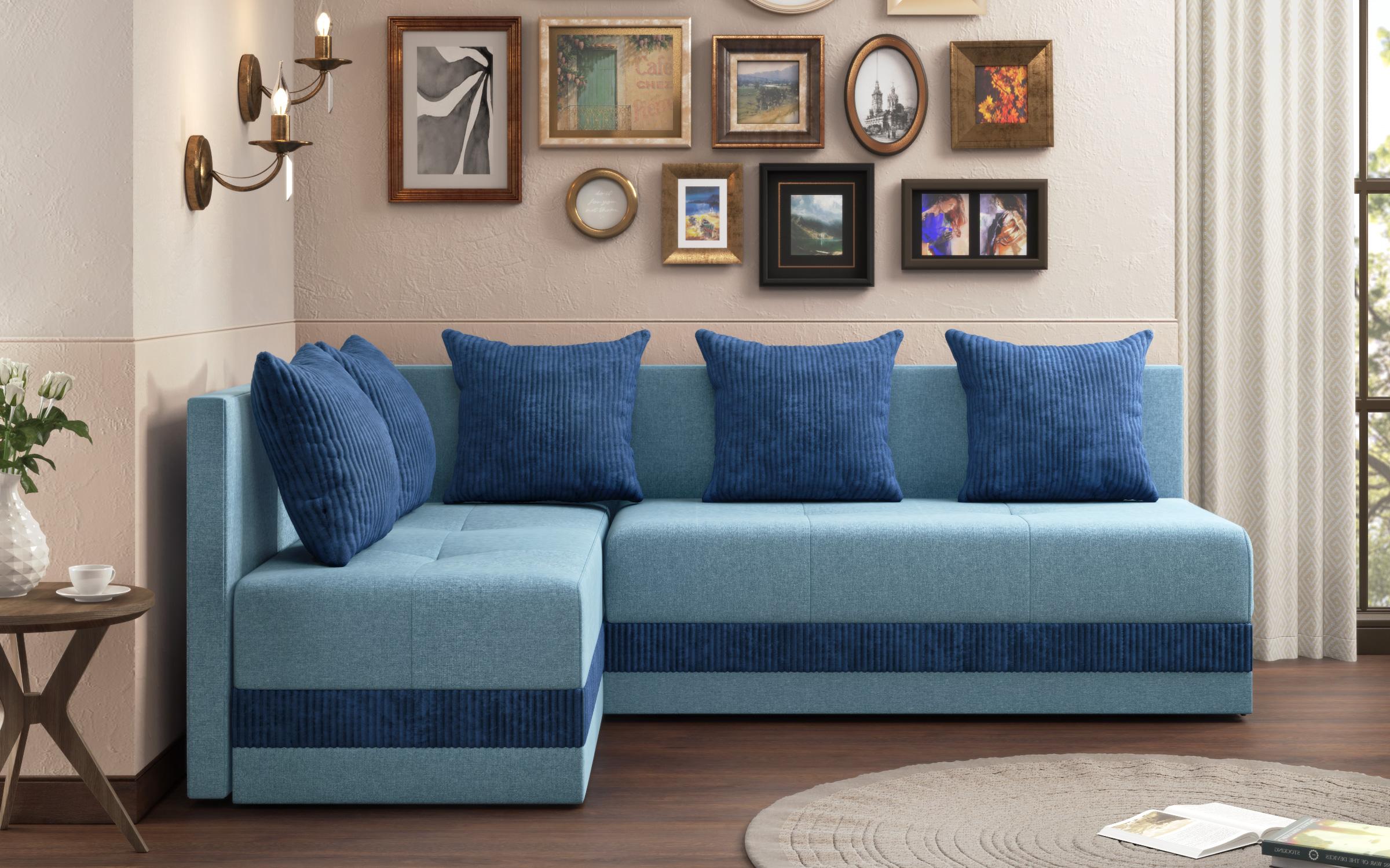 Extendable sofa Areti, turquoise + blue  1