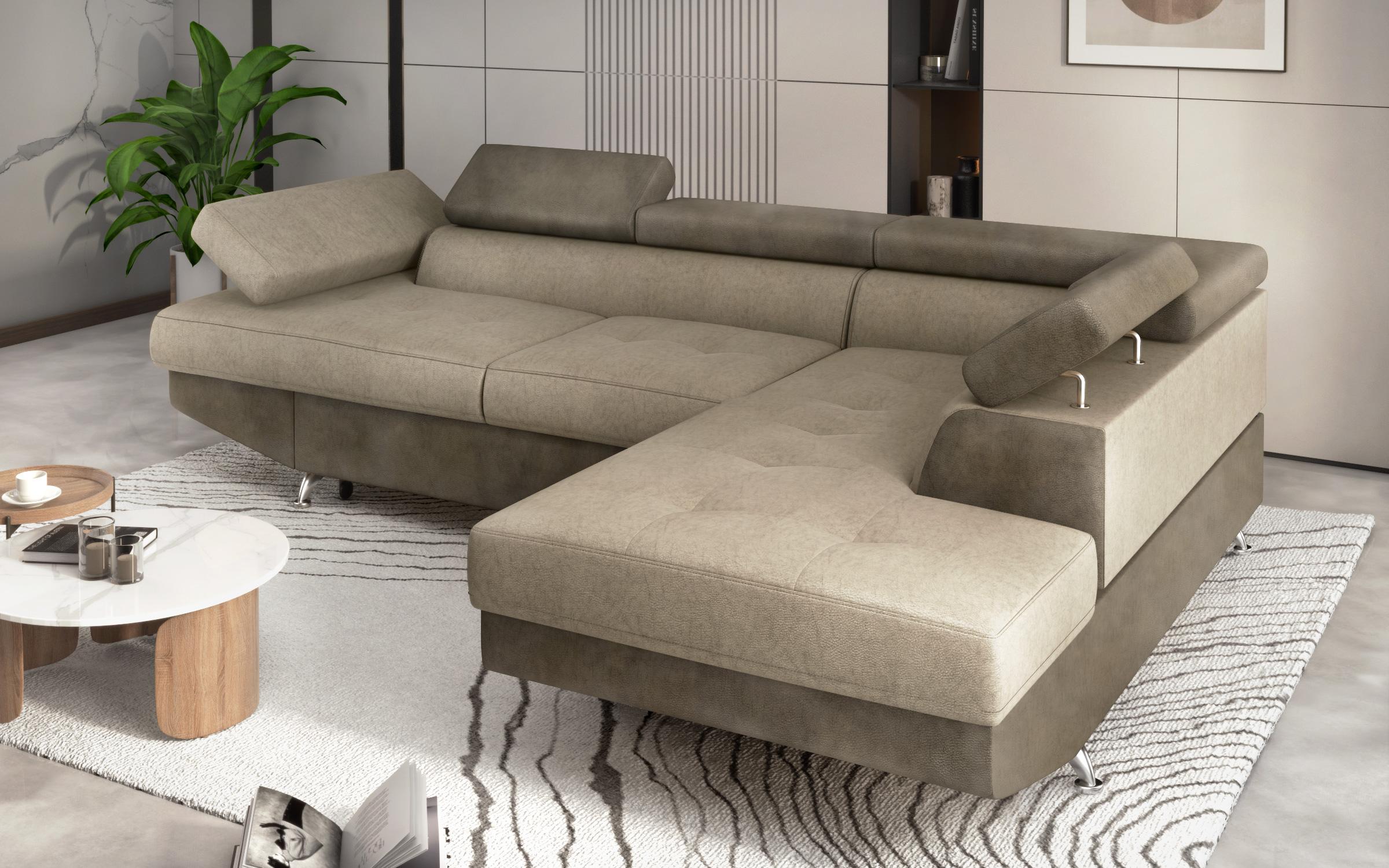 Extendable corner sofa Bark M, Barrington Coffee +  Barrington Cream  3