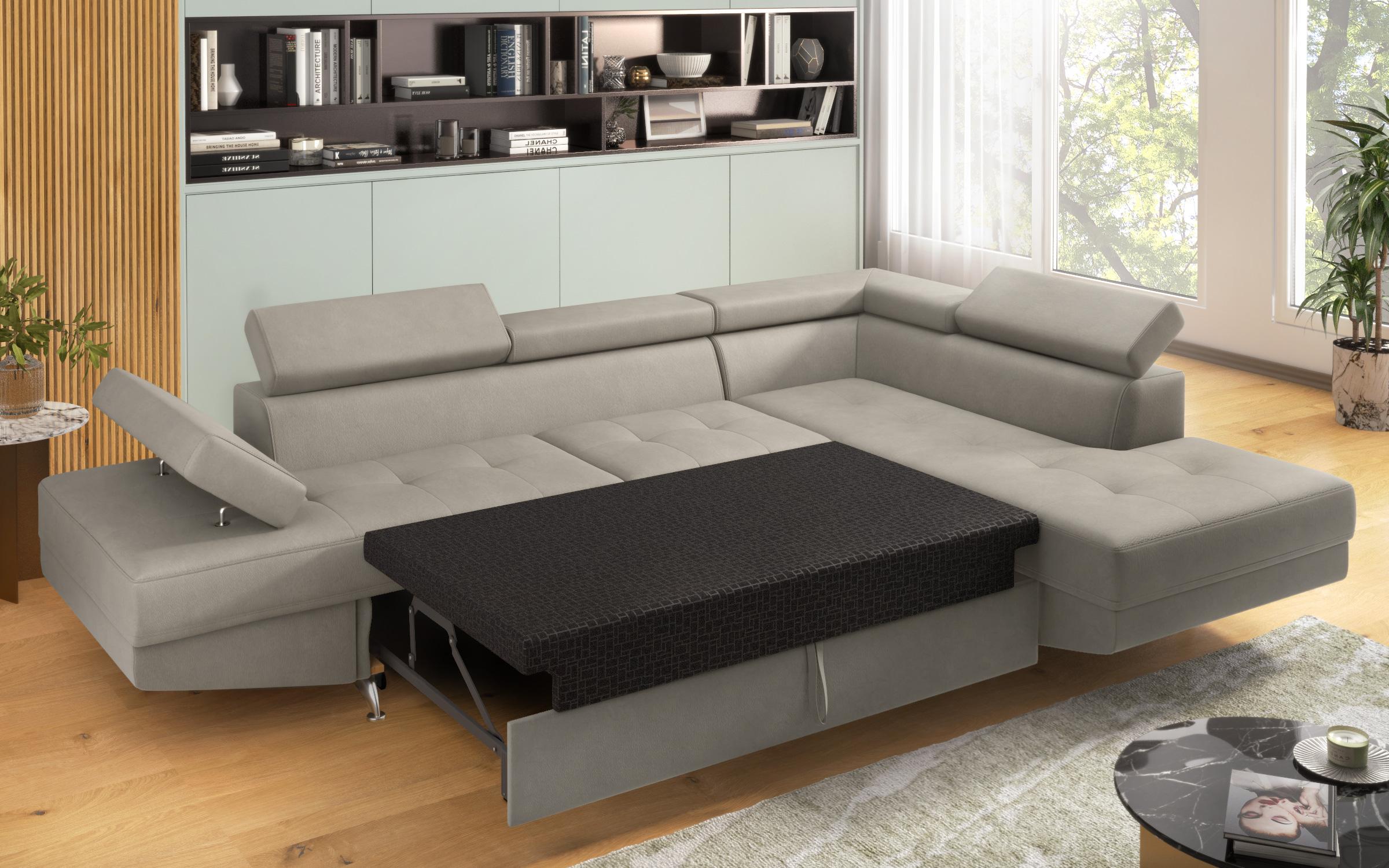 Extendable corner sofa Bark, light grey  4