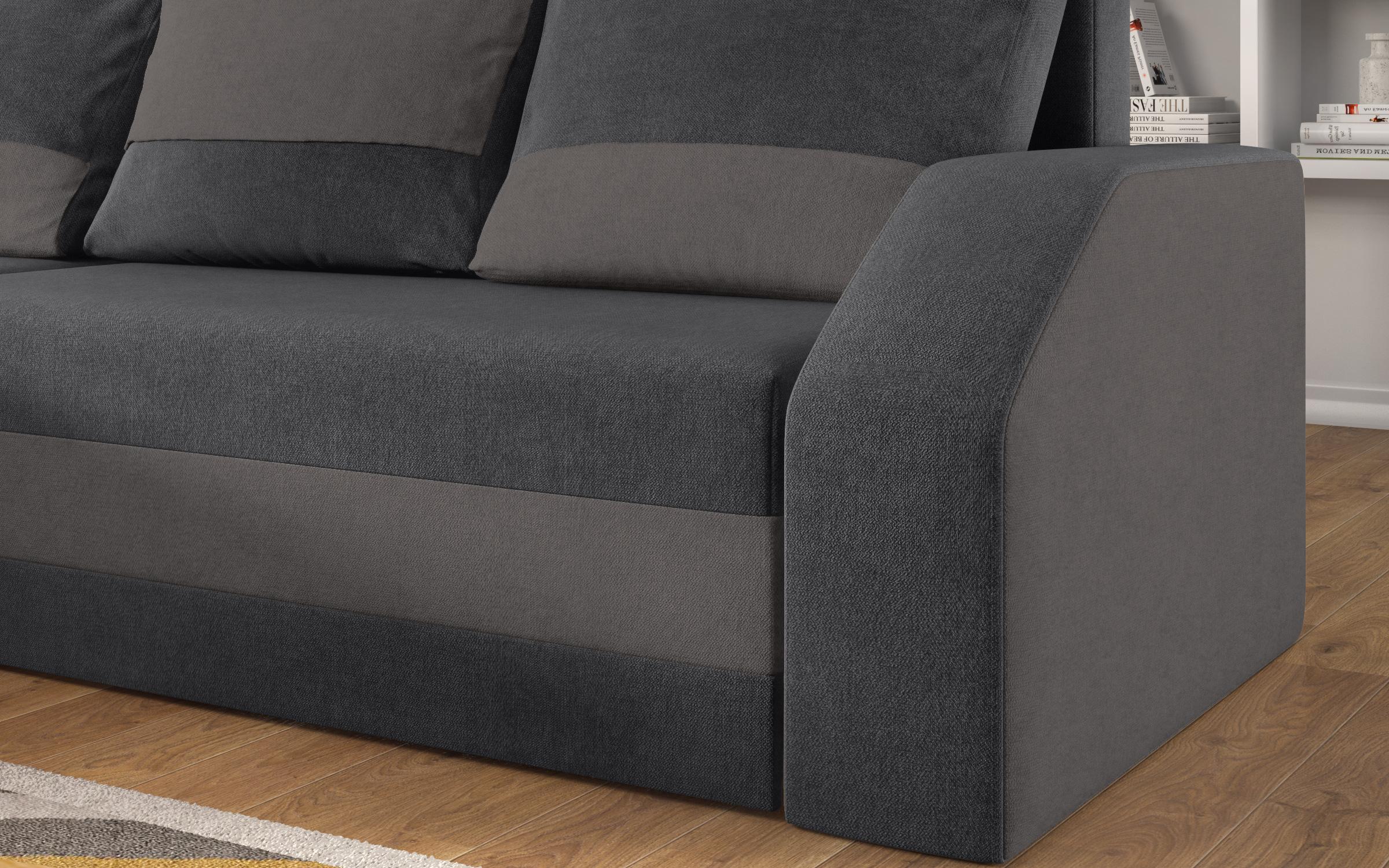 Extendable corner sofa Dallas, graphite + dark grey  6