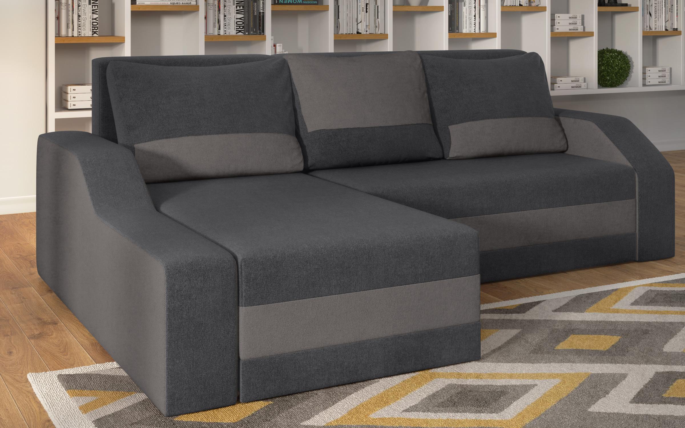 Extendable corner sofa Dallas, graphite + dark grey  7