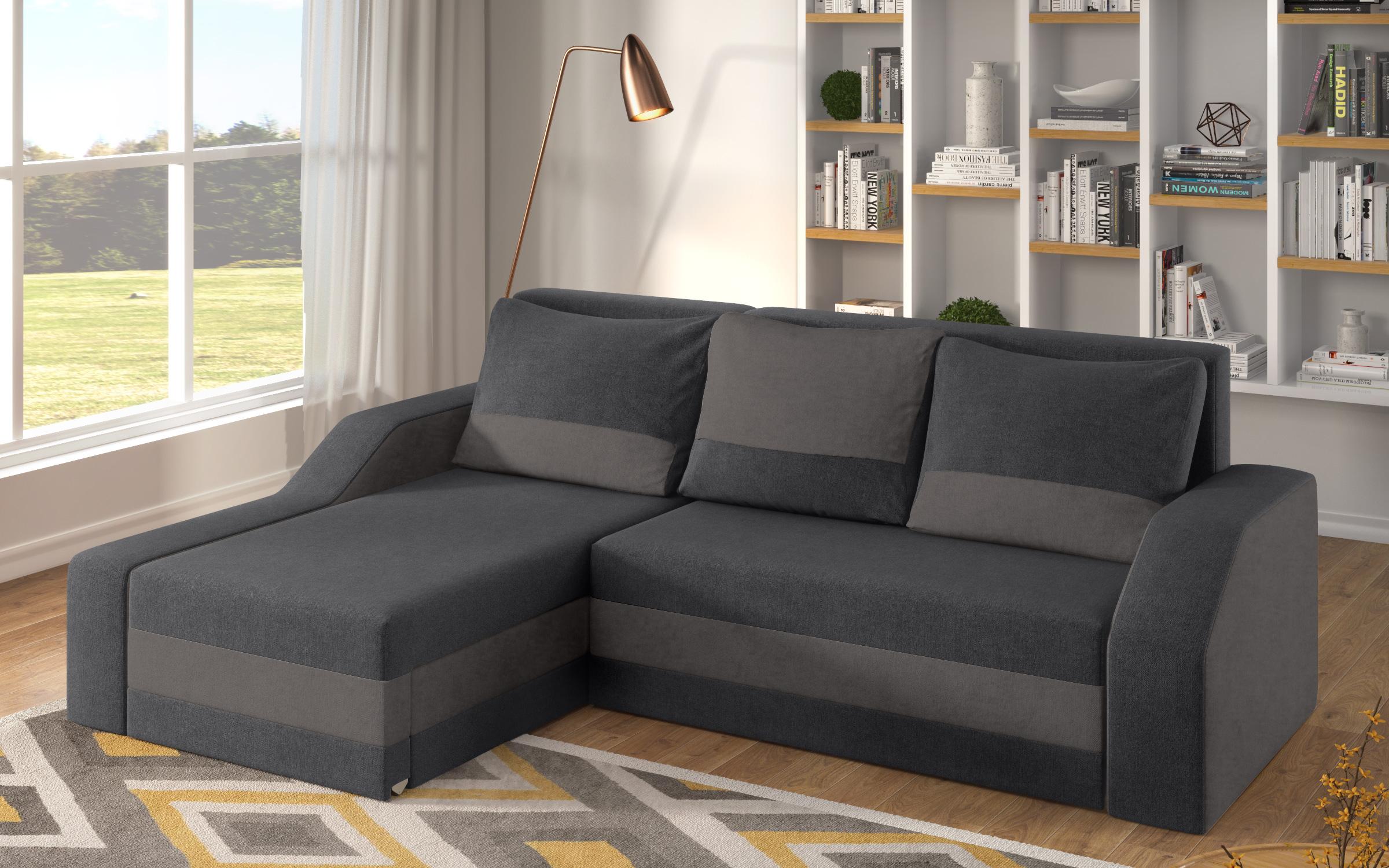 Extendable corner sofa Dallas, graphite + dark grey  8