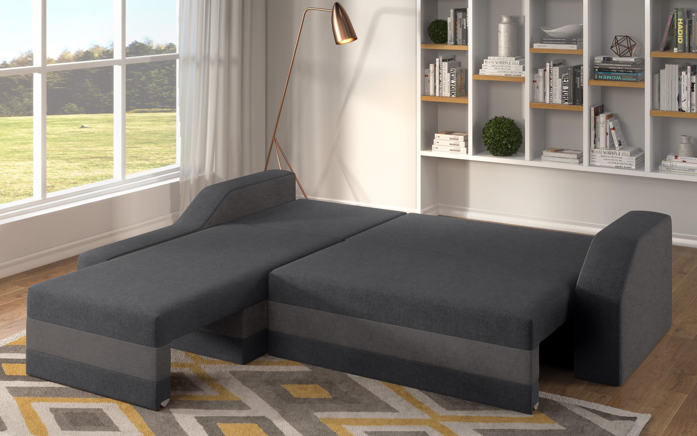 Extendable corner sofa Dallas, graphite + dark grey  9