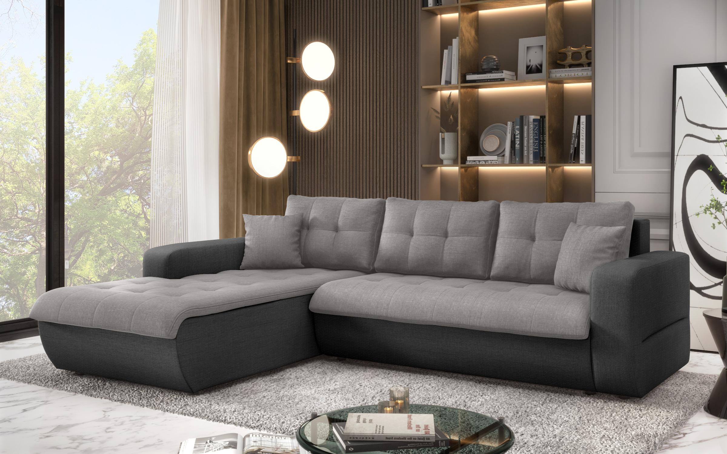 Extendable corner sofa Darwin, light grey + dark grey  5