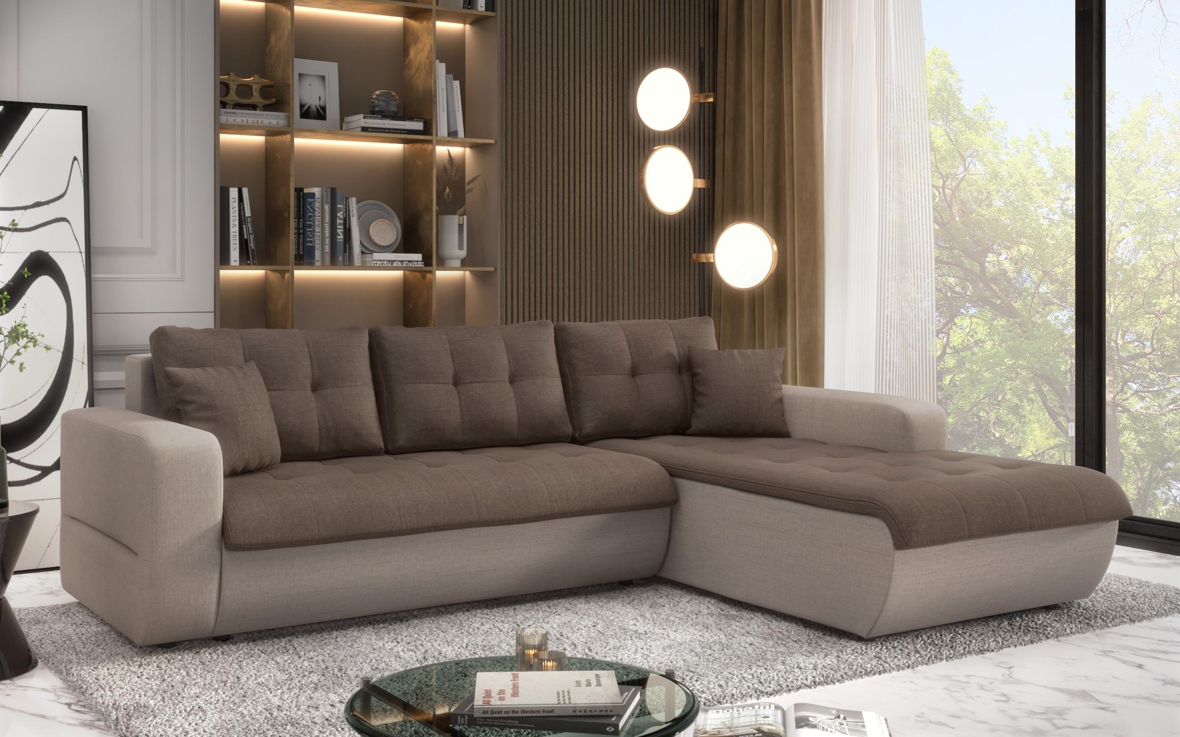 Extendable corner sofa Darwin, brown + beige  3