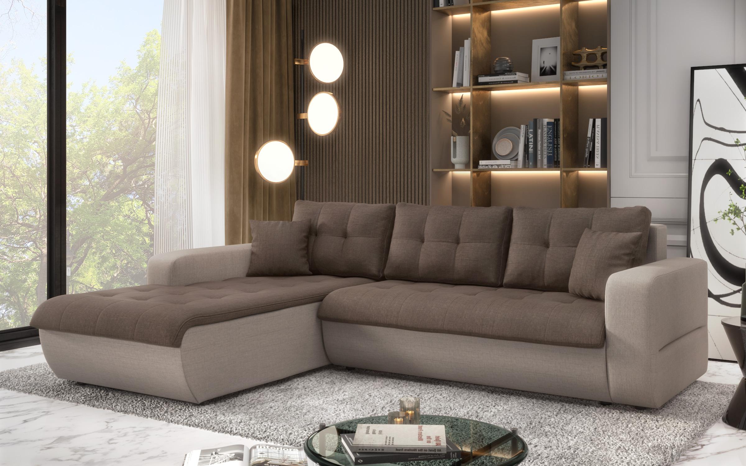 Extendable corner sofa Darwin, brown + beige  4