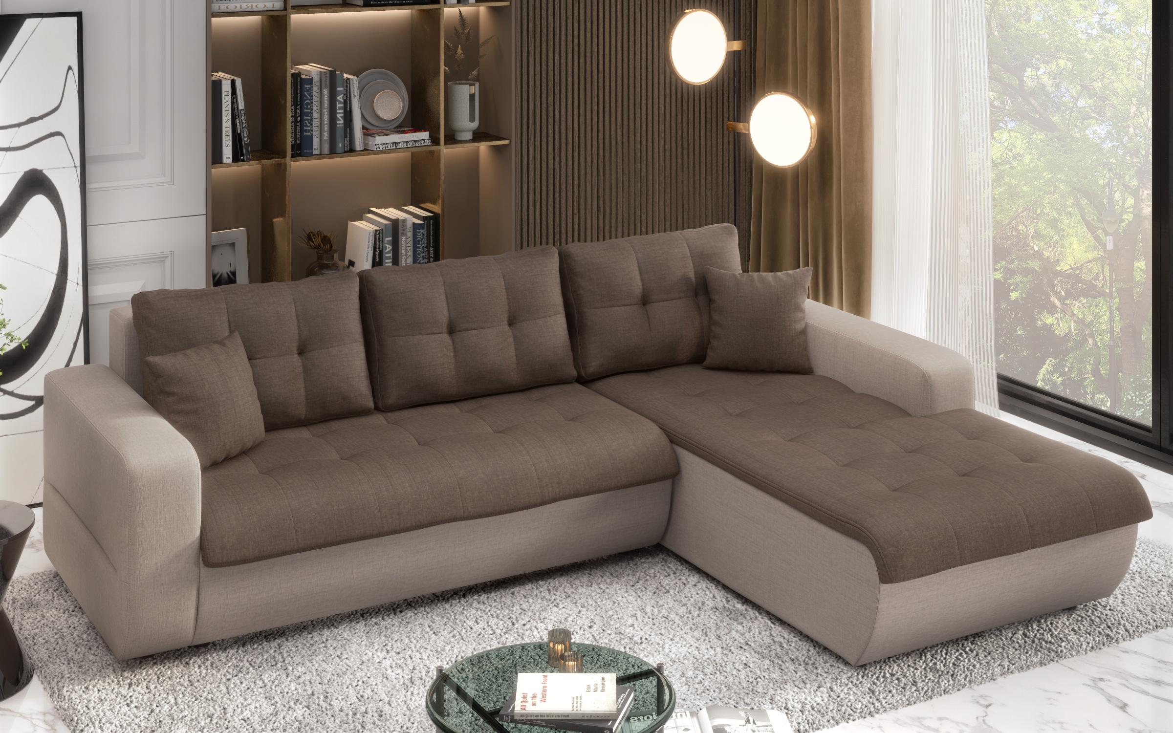 Extendable corner sofa Darwin, brown + beige  4