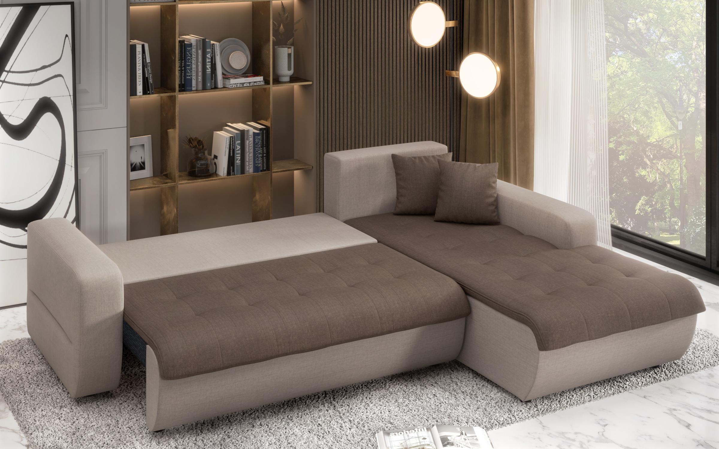 Extendable corner sofa Darwin, brown + beige  6