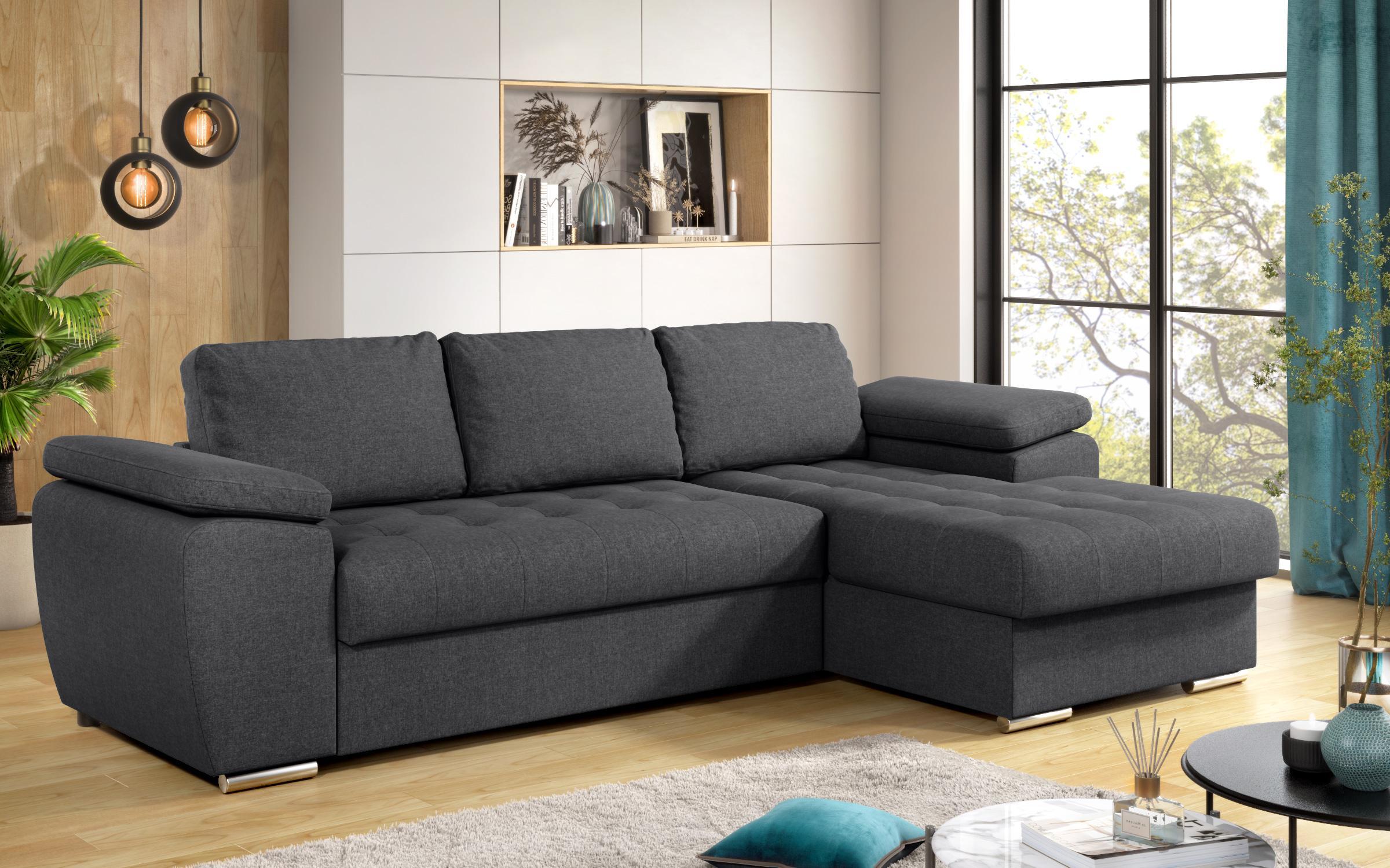 Extendable corner sofa Valencia Pocket, dark grey  9