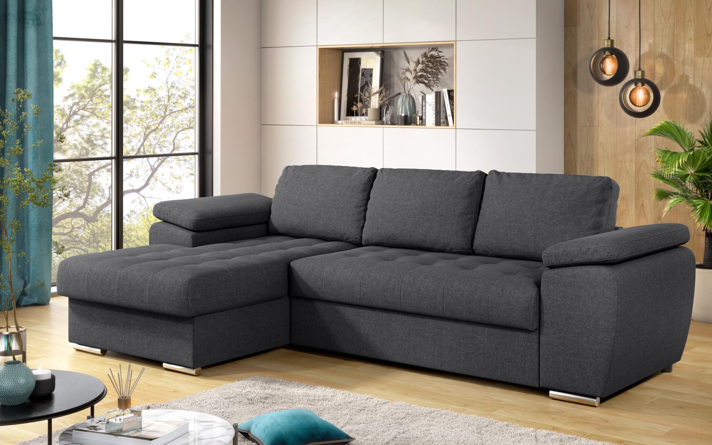 Extendable corner sofa Valencia Pocket, dark grey  5