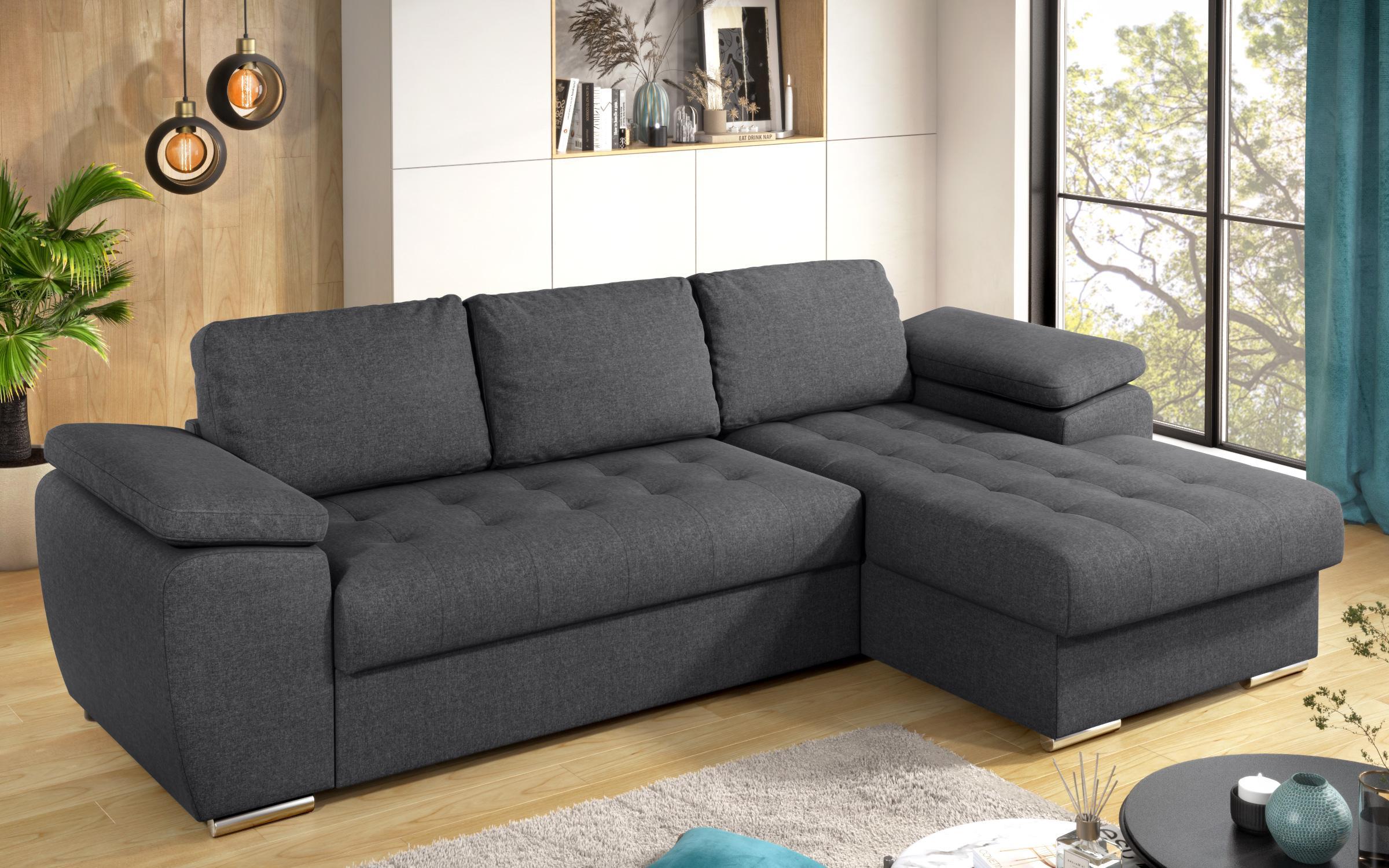 Extendable corner sofa Valencia Pocket, dark grey  10