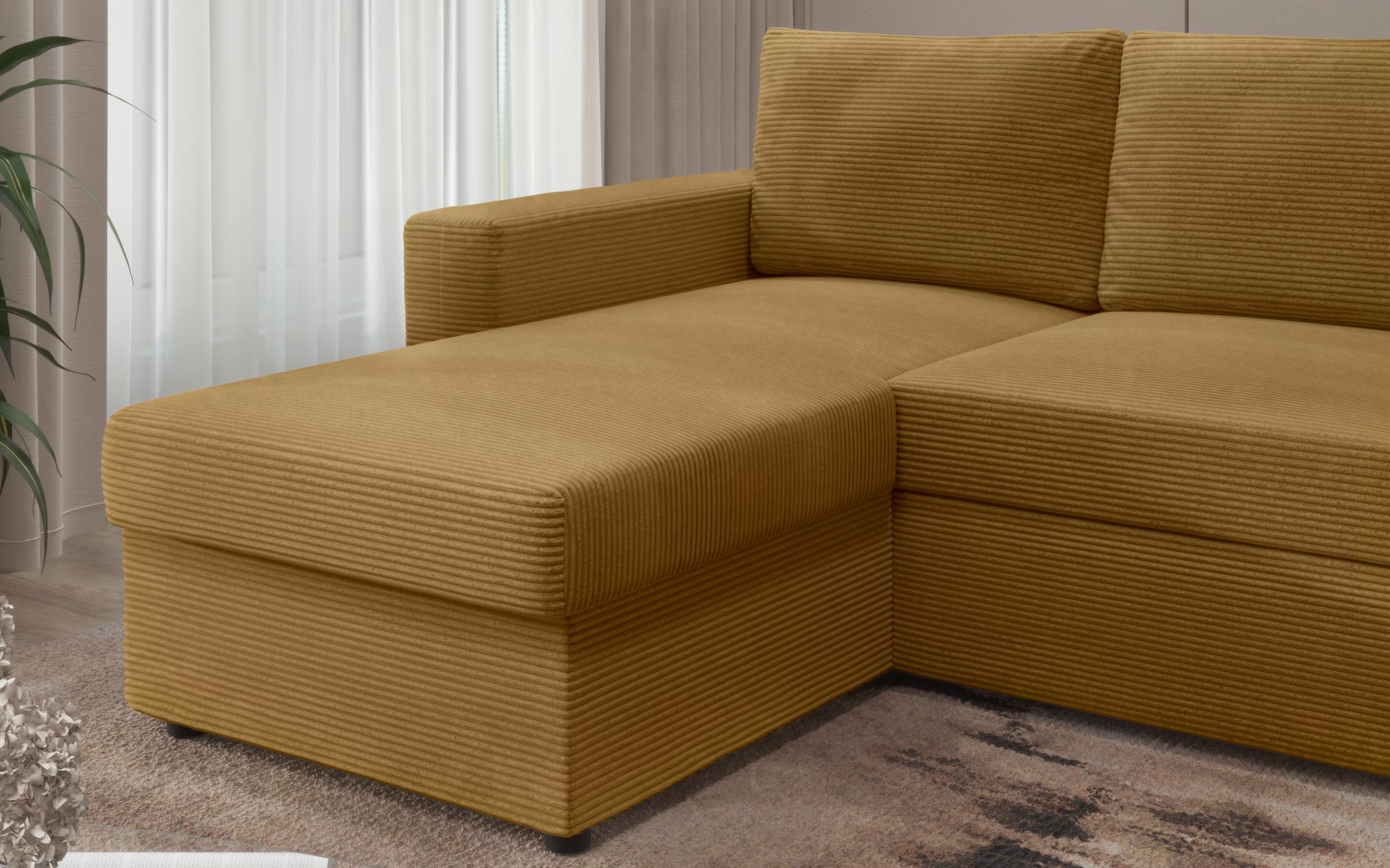 Extendable corner sofa Justin Ultra, mustard  5
