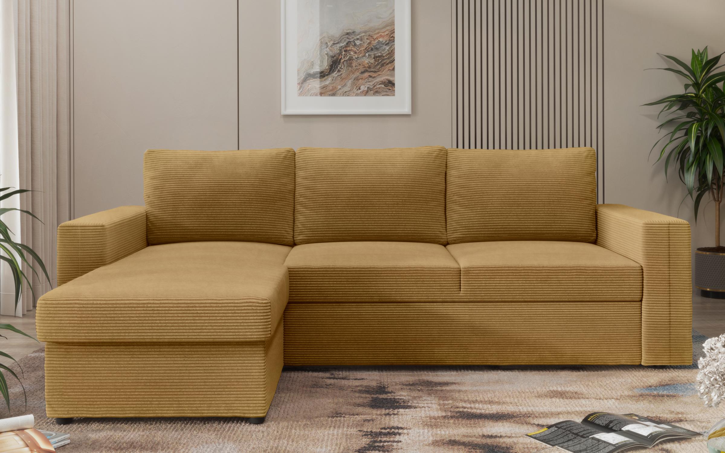 Extendable corner sofa Justin Ultra, mustard  3