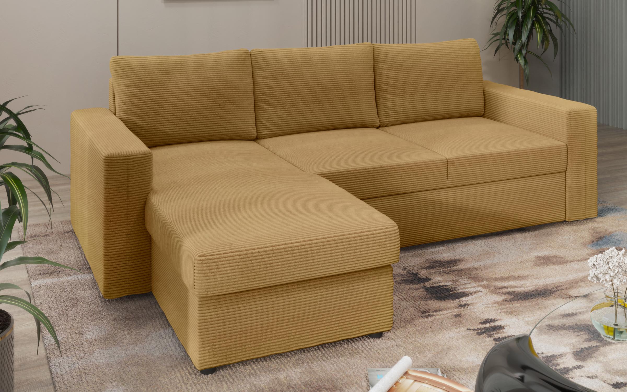 Extendable corner sofa Justin Ultra, mustard  6