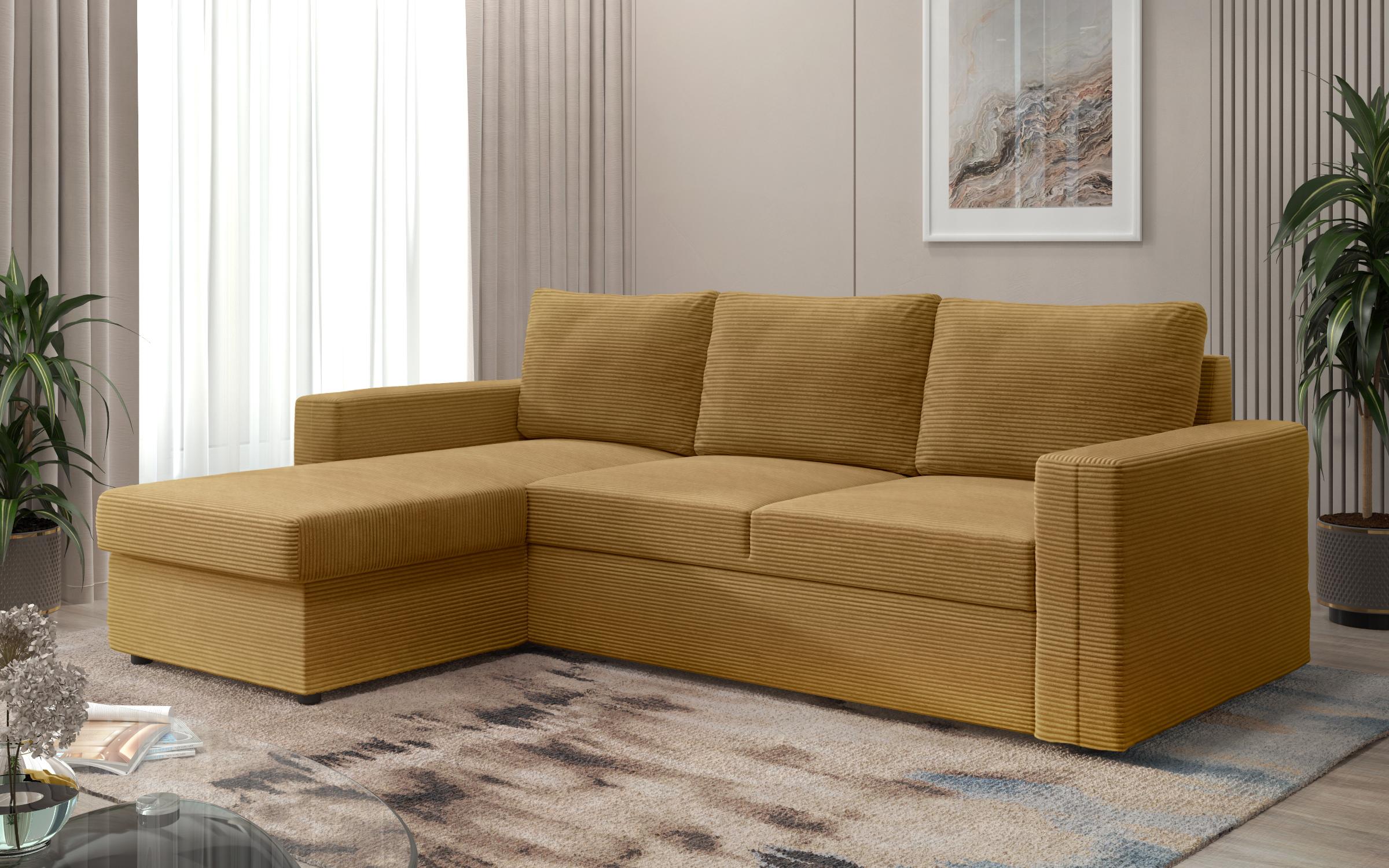 Extendable corner sofa Justin Ultra, mustard  7
