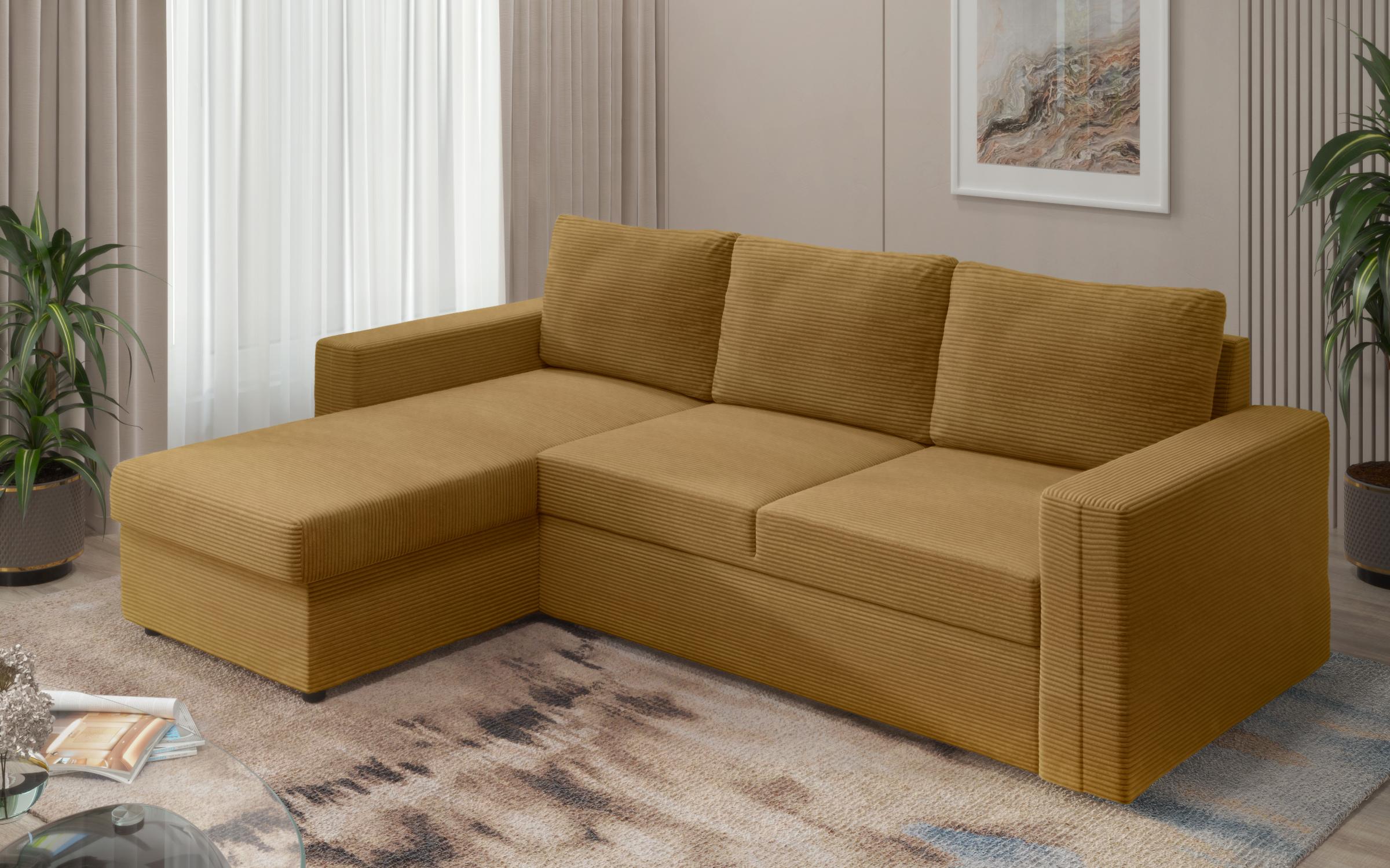 Extendable corner sofa Justin Ultra, mustard  8