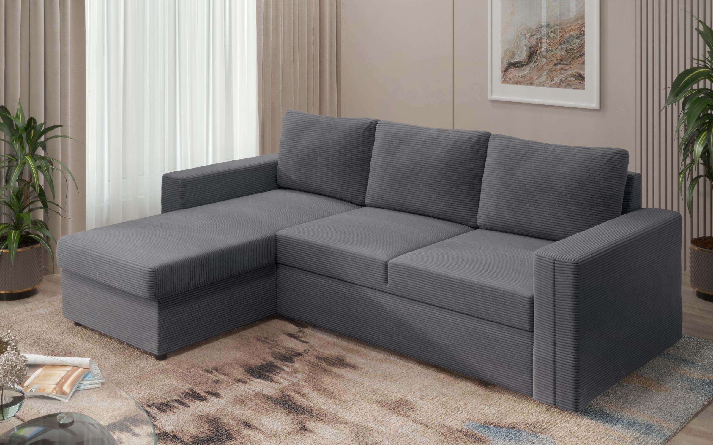 Extendable corner sofa Justin Ultra, dark grey  8
