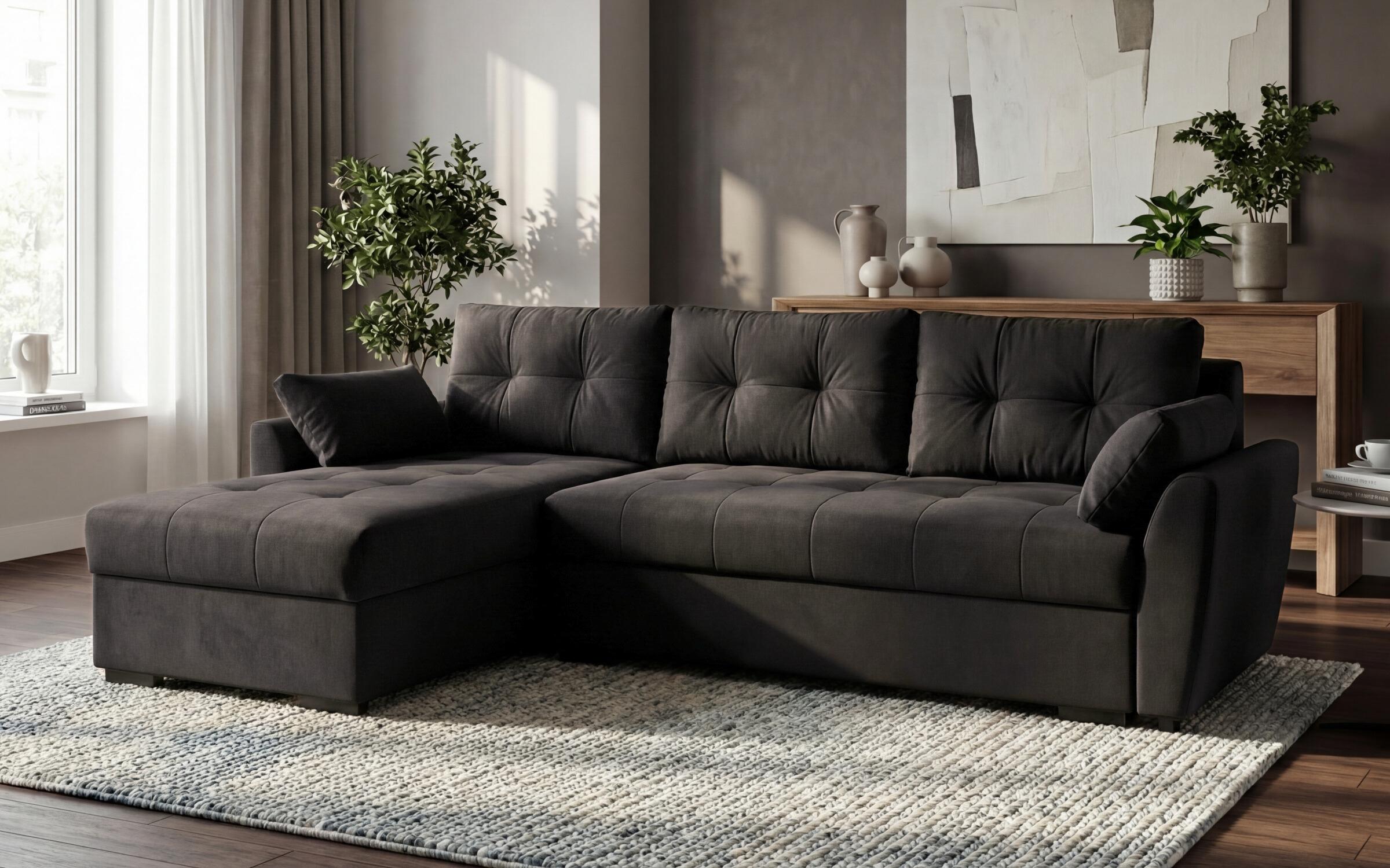 Extendable corner sofa Mars, dark grey  3