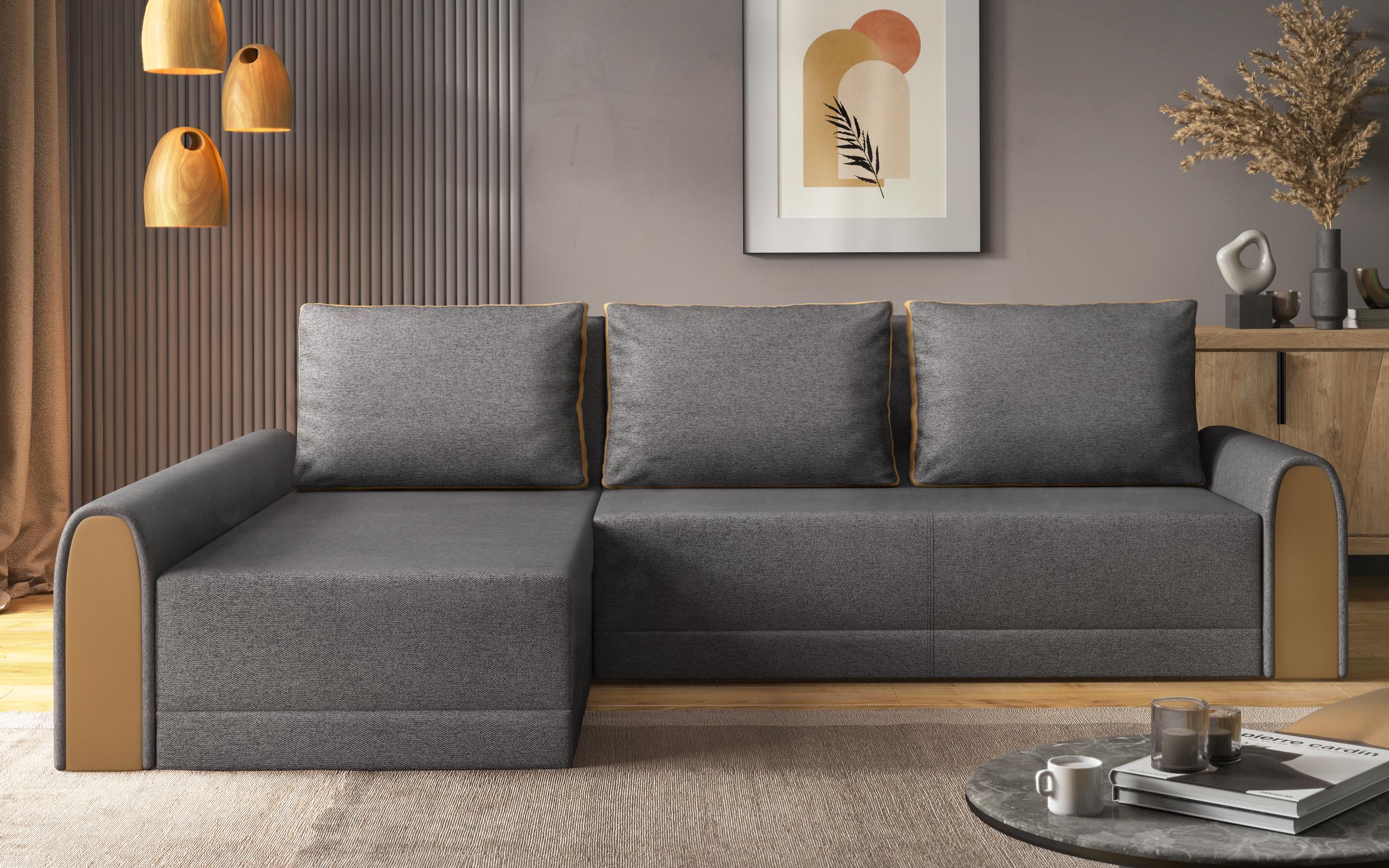 Extendable sofa Noran, brown + brown leather  1