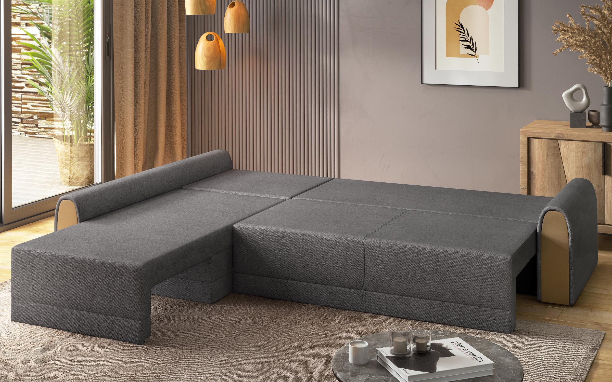 Extendable sofa Noran, brown + brown leather  9