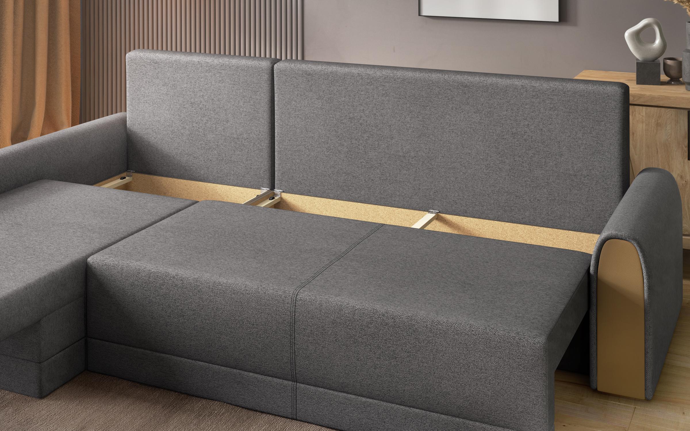 Extendable sofa Noran, brown + brown leather  8